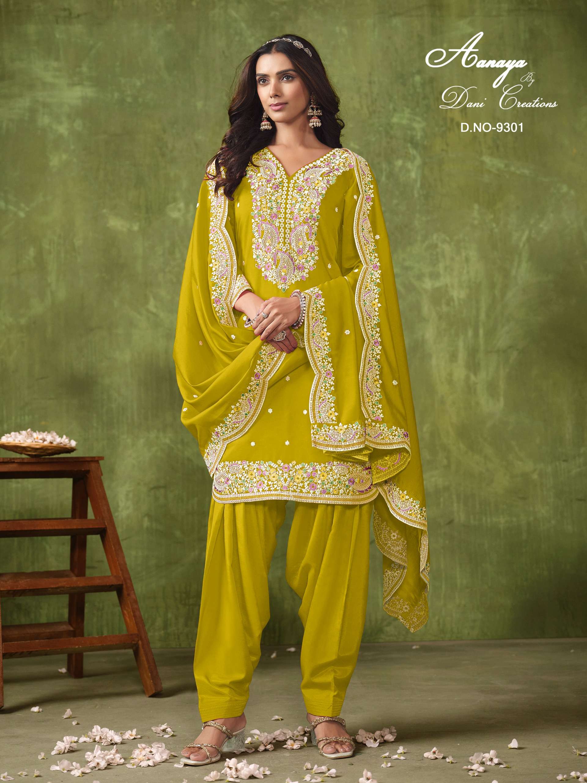 dani aanaya 9300 series vol 193 chanderi elegant look salwar suit catalog