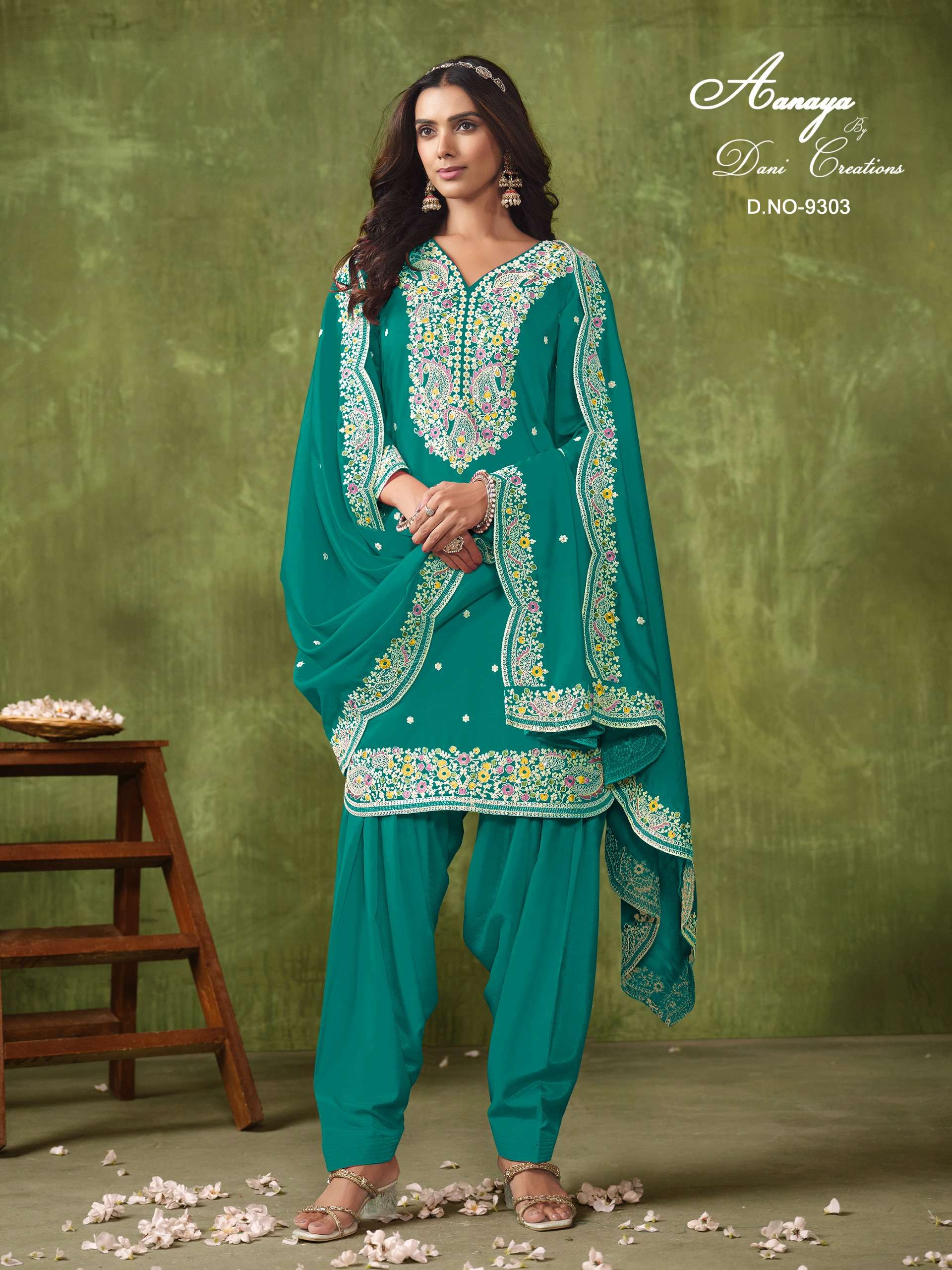 dani aanaya 9300 series vol 193 chanderi elegant look salwar suit catalog