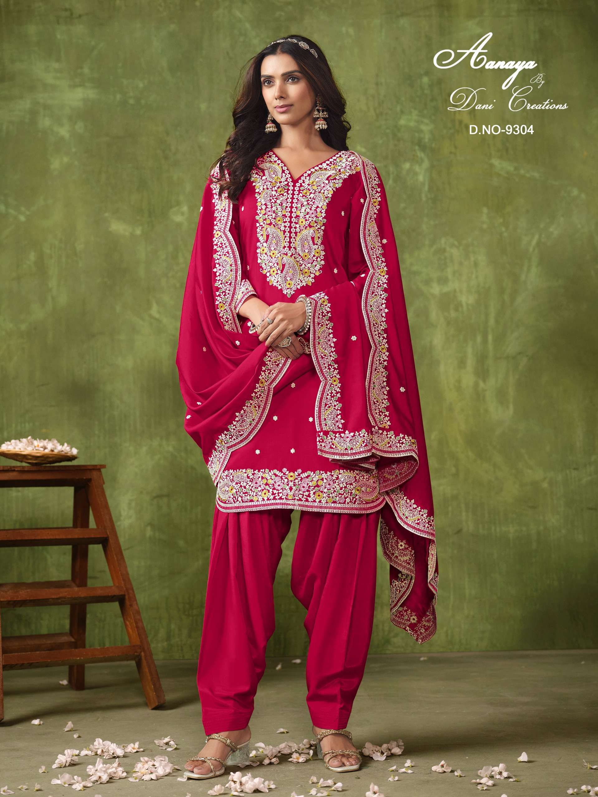 dani aanaya 9300 series vol 193 chanderi elegant look salwar suit catalog