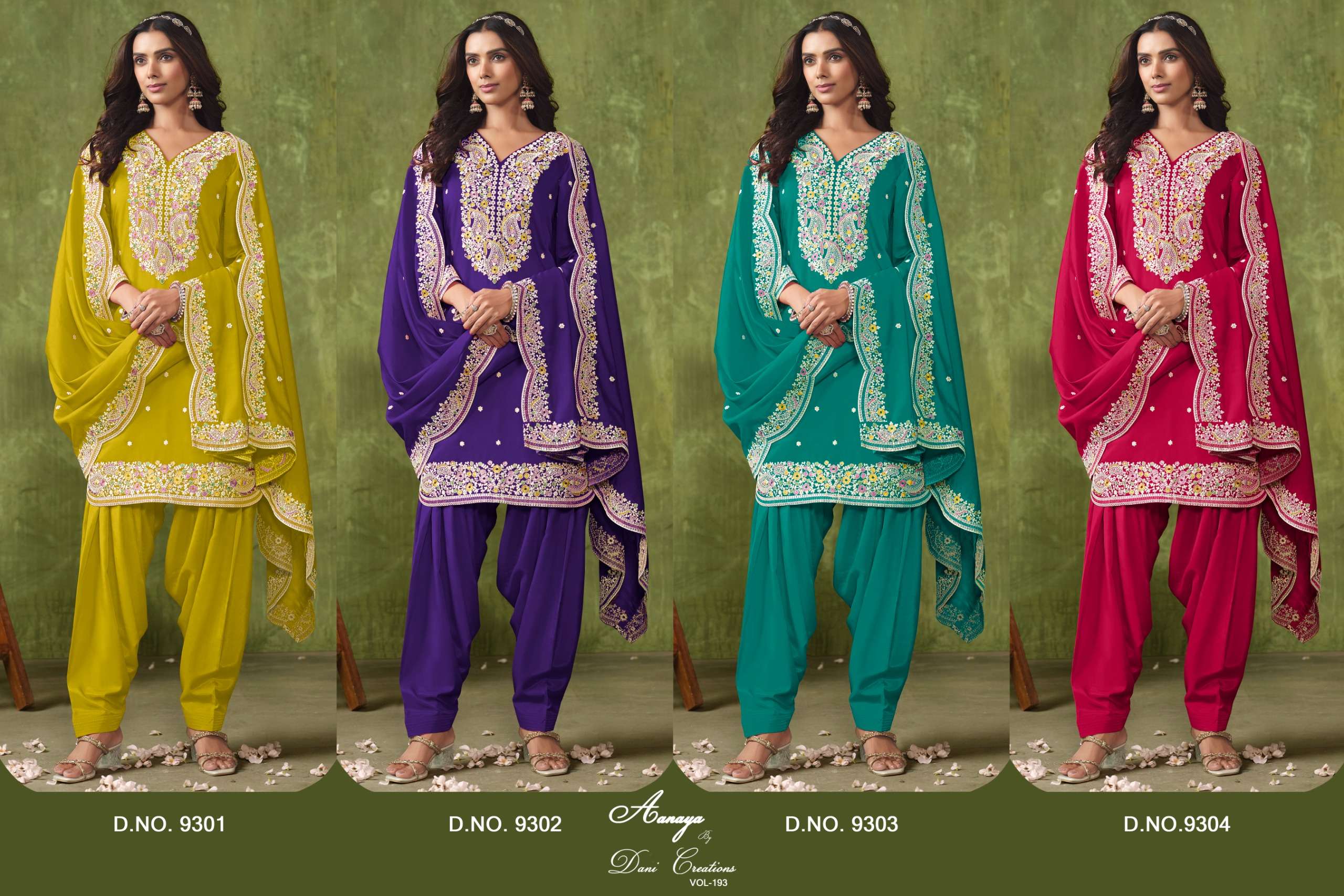 dani aanaya 9300 series vol 193 chanderi elegant look salwar suit catalog