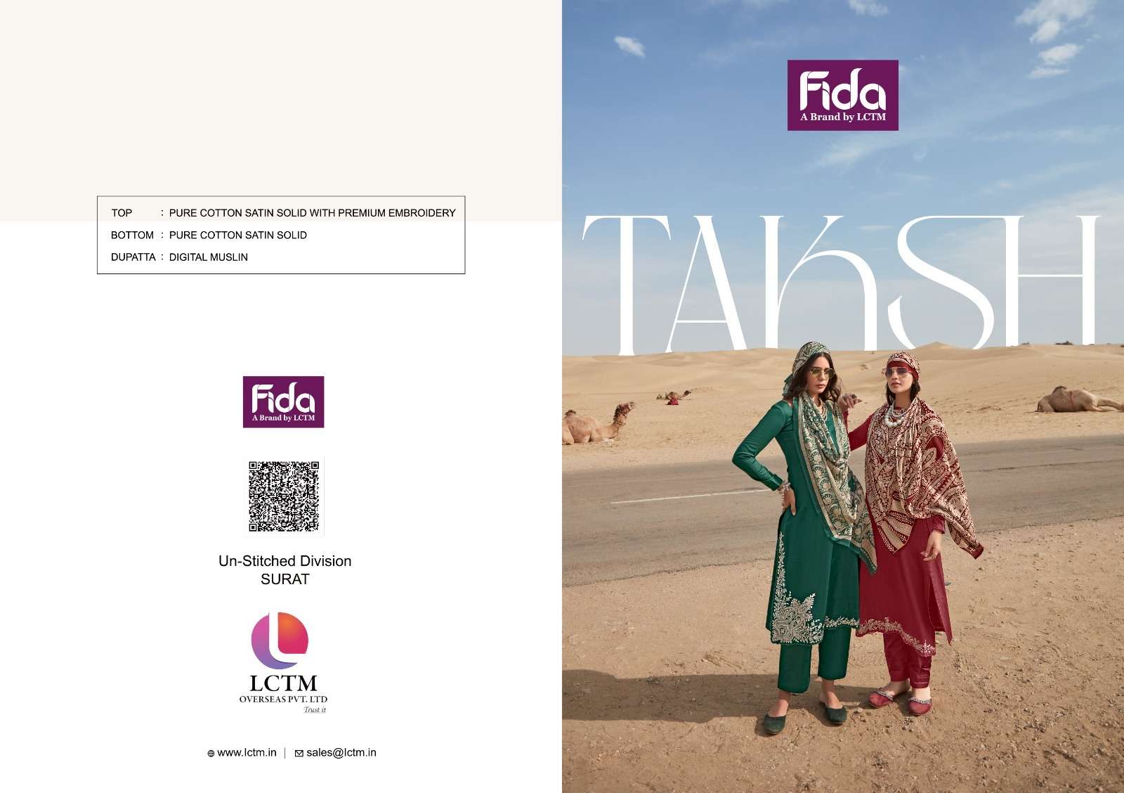 fida taksh cotton satin regal look salwar suit catalog