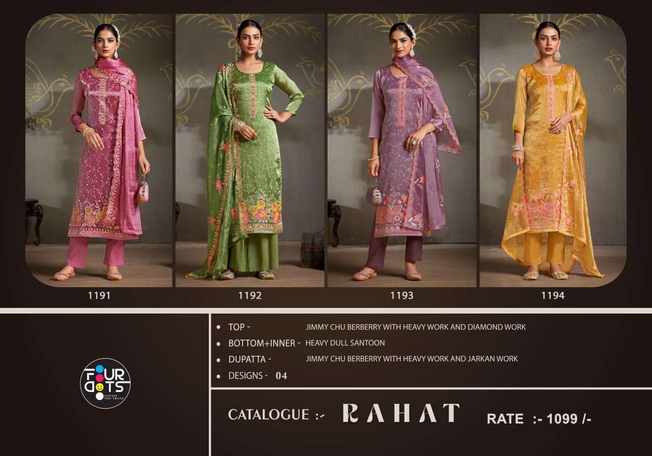 fourdots rahat Jimmy Chu Berberry With Heavy Work And Diamond Work elegant salwar suit catalog