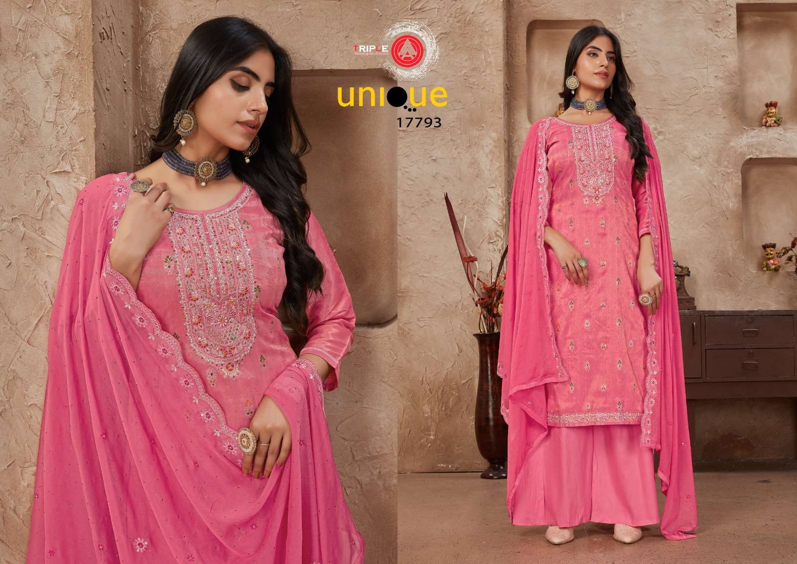 fourdots unique pure simmer silk elegant salwar suit catalog