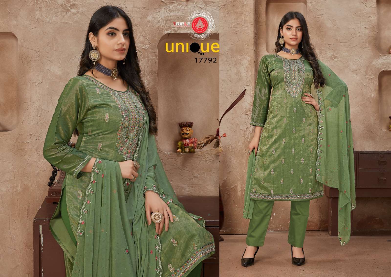 fourdots unique pure simmer silk elegant salwar suit catalog