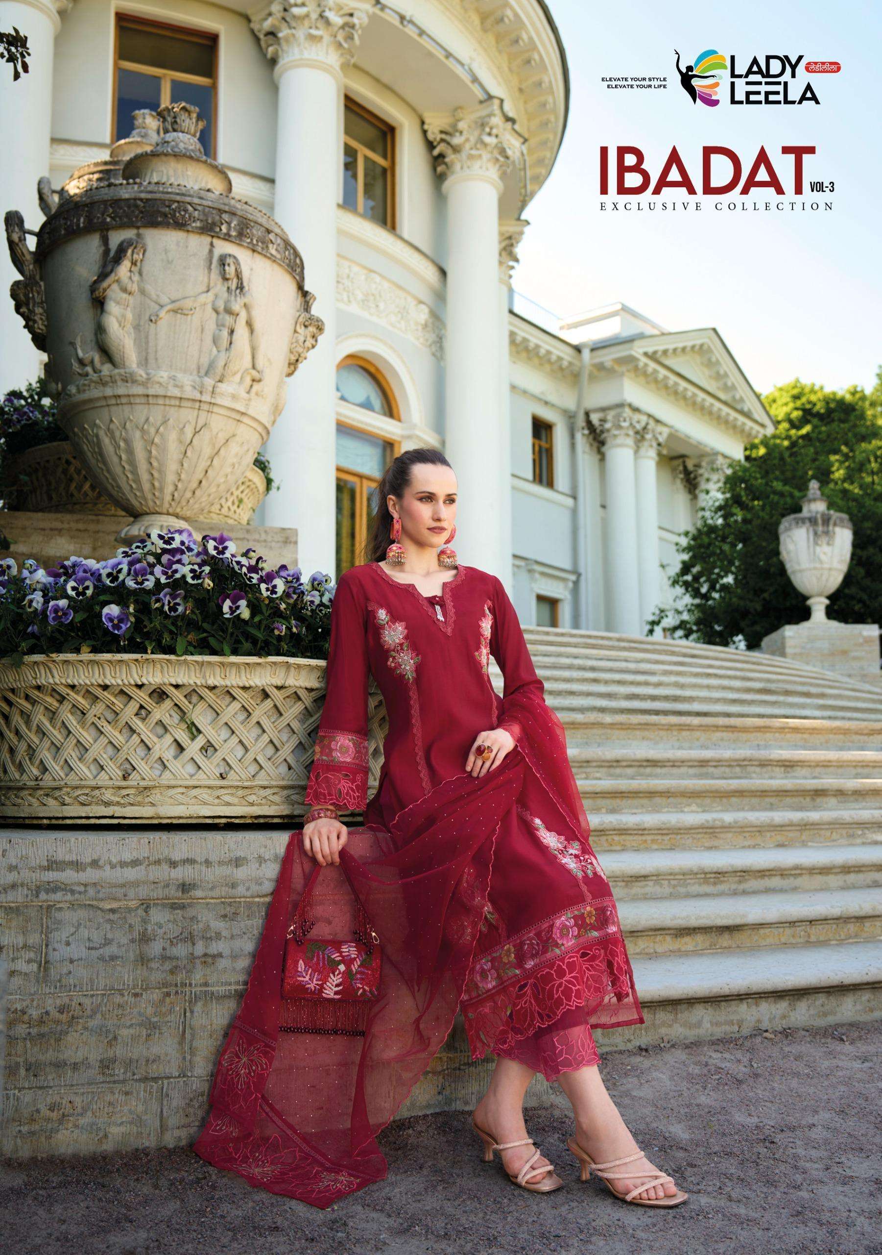 lady leela ibadat 03 viscose 03 elegant look top bottom with dupatta catalog