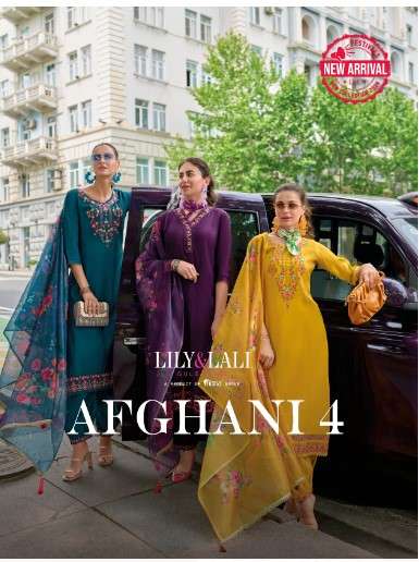 lily and lali afghani 4 milan silk decent look top bottom with dupataa catalog