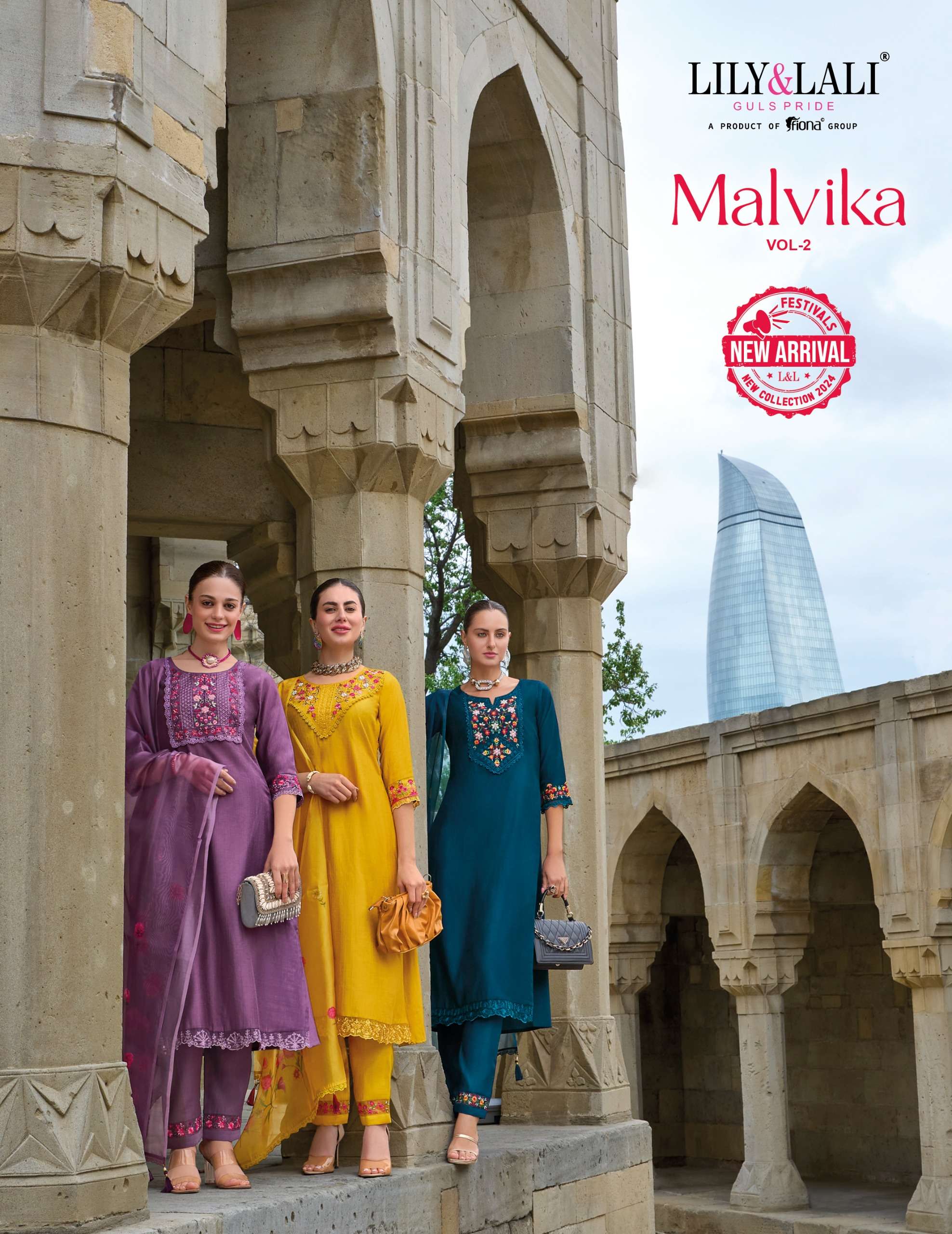 lily and lali malvika 2 viscose regal look top bottom with dupatta catalog