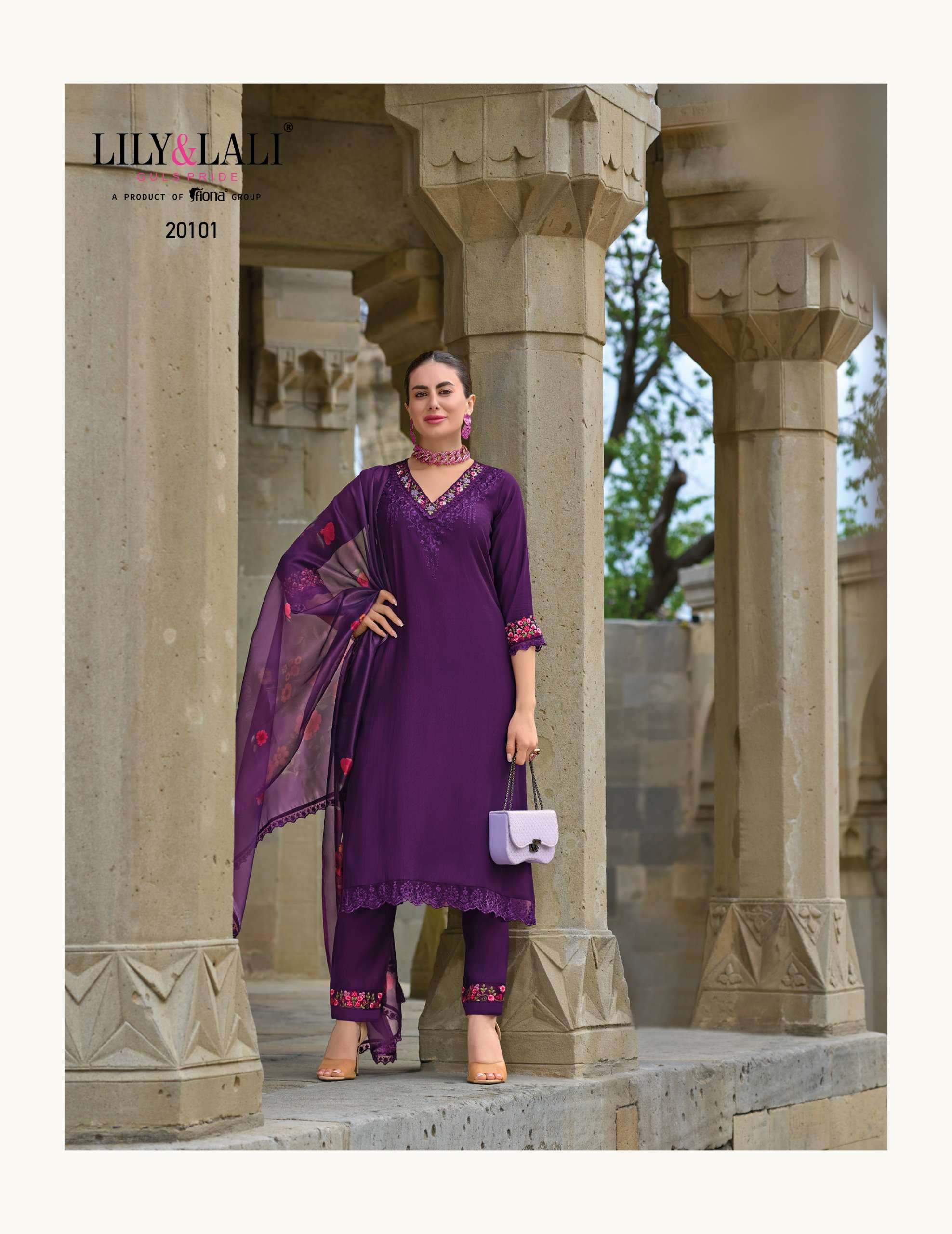 lily and lali malvika 2 viscose regal look top bottom with dupatta catalog