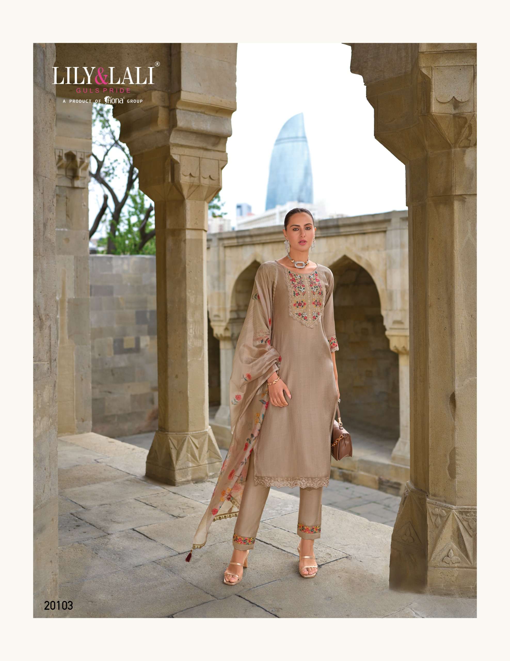 lily and lali malvika 2 viscose regal look top bottom with dupatta catalog