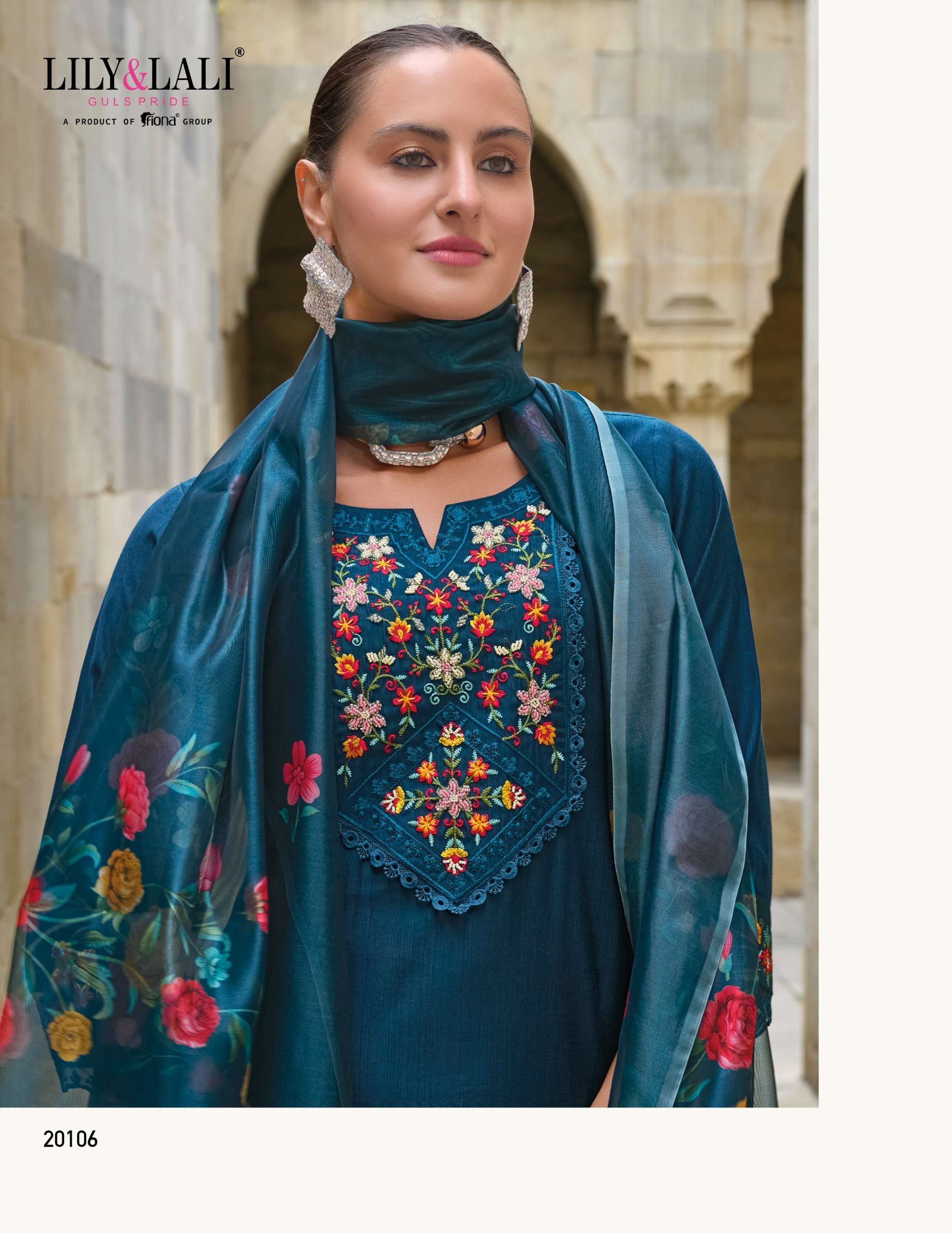 lily and lali malvika 2 viscose regal look top bottom with dupatta catalog