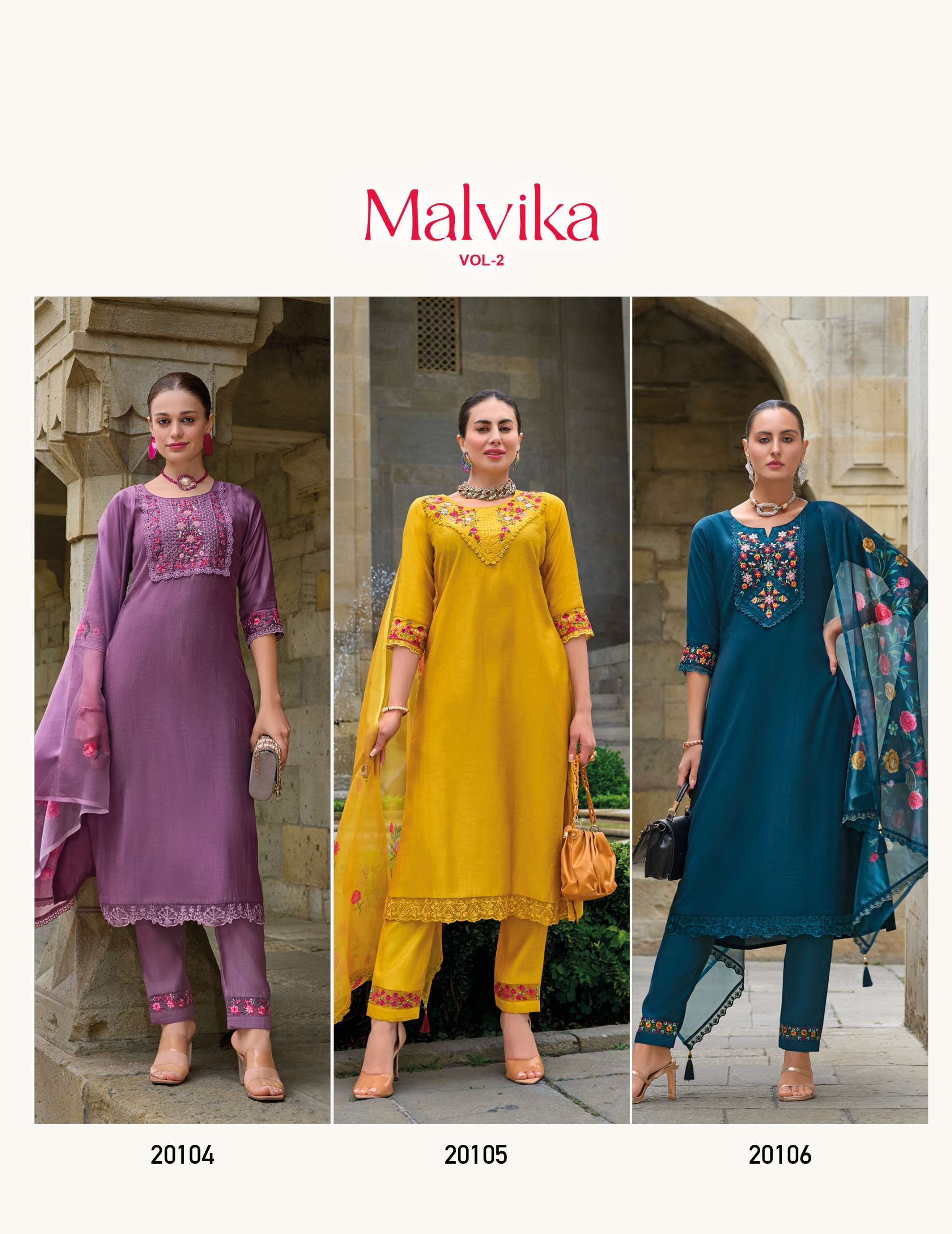 lily and lali malvika 2 viscose regal look top bottom with dupatta catalog