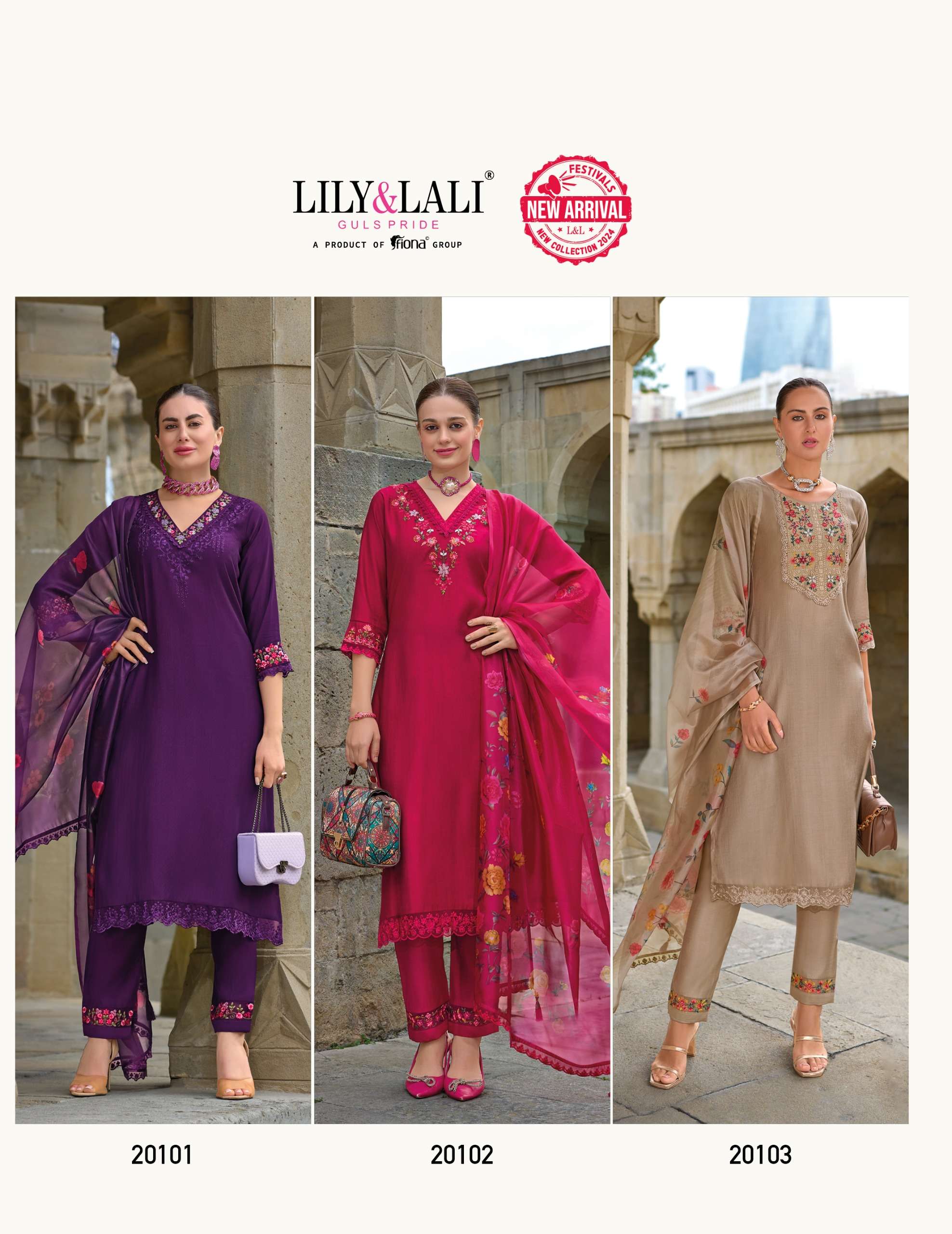 lily and lali malvika 2 viscose regal look top bottom with dupatta catalog