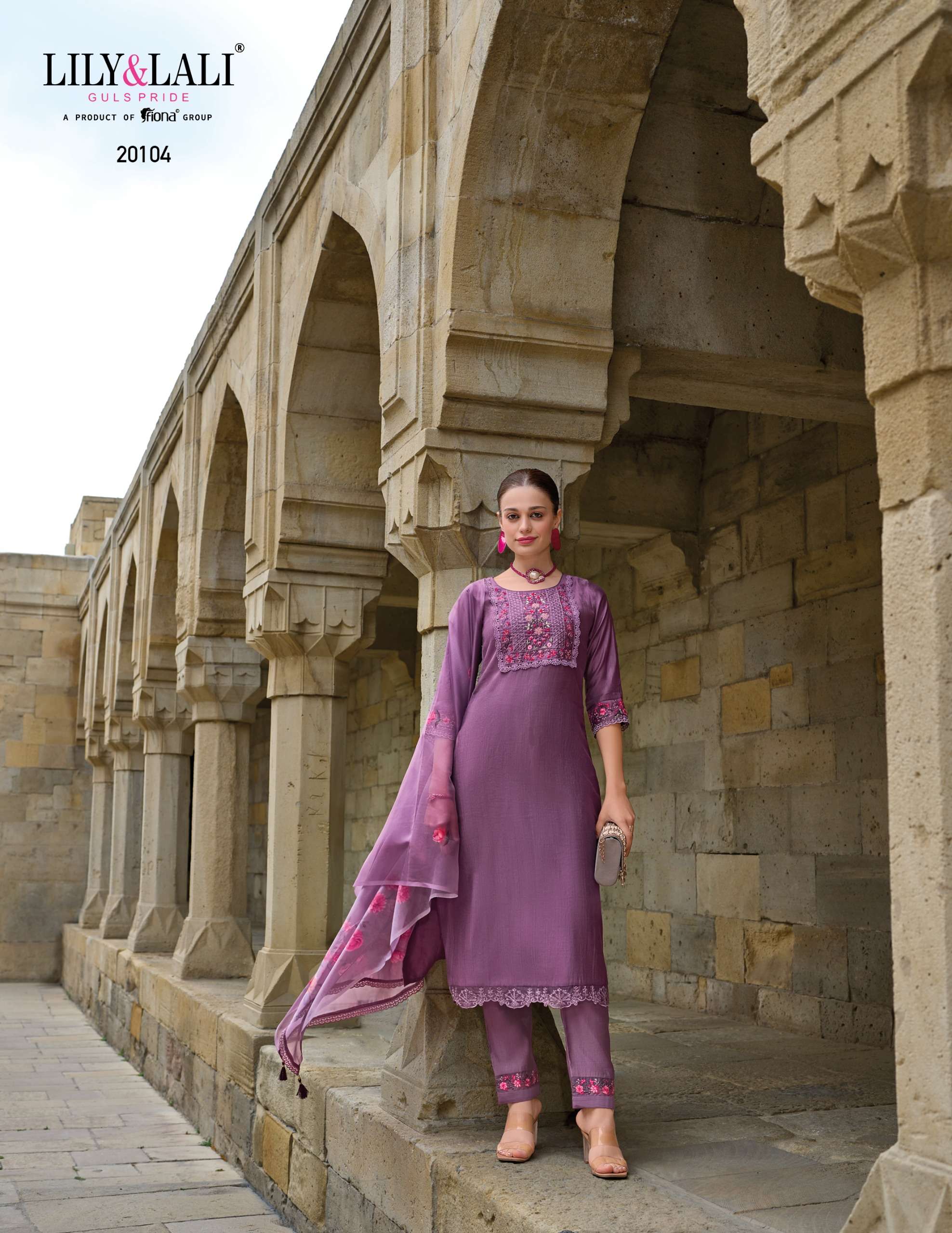 lily and lali malvika 2 viscose regal look top bottom with dupatta catalog