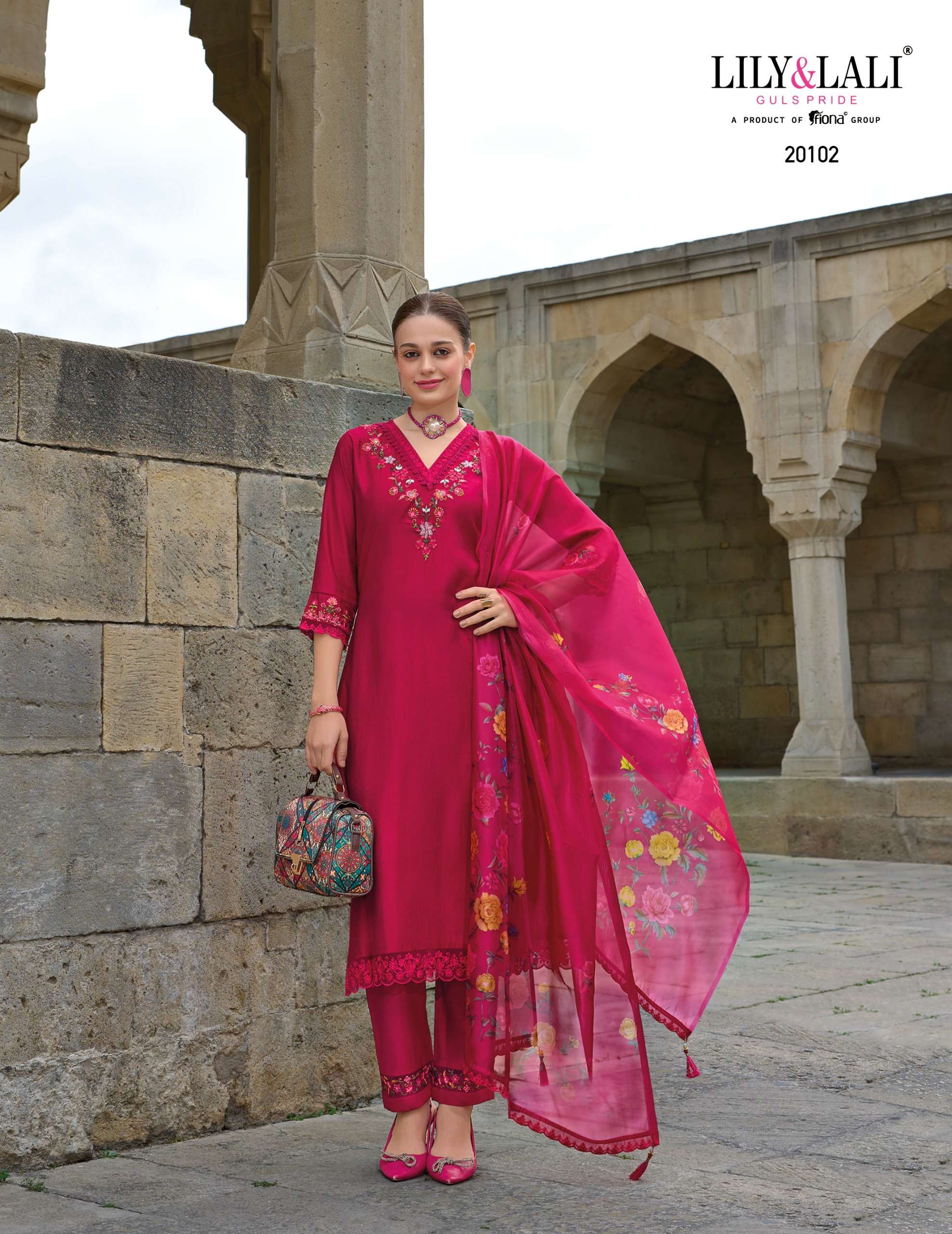 lily and lali malvika 2 viscose regal look top bottom with dupatta catalog