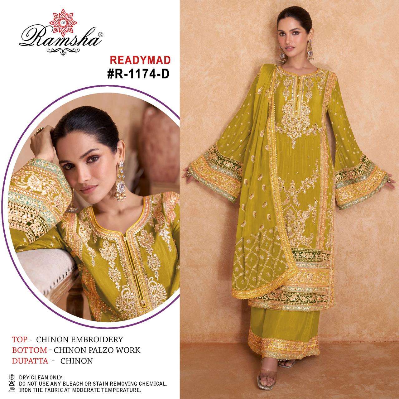 ramsha ramsha r 1174 nx chinnon elegant look kurti plazzo with dupatta catalog