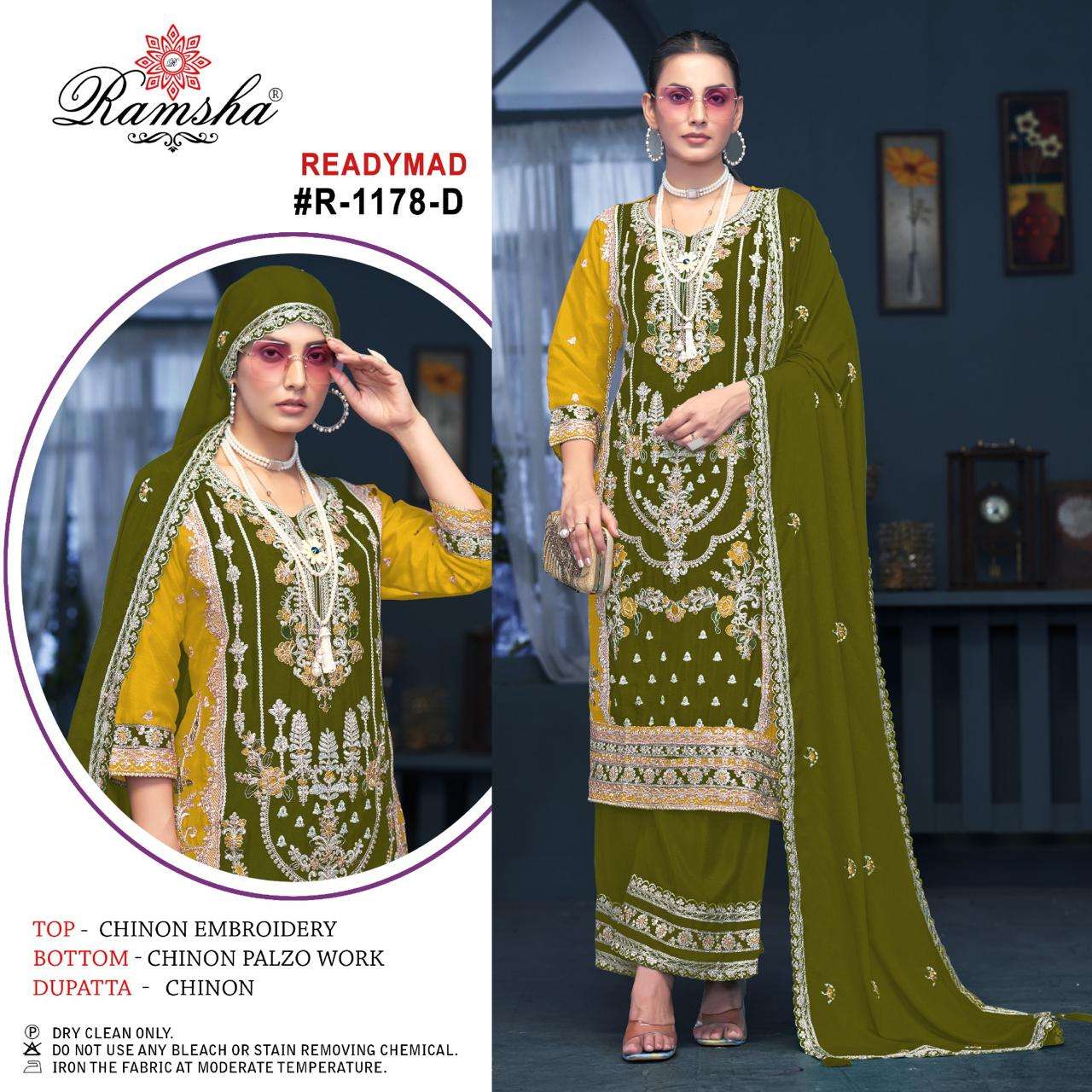 ramsha ramsha r 1178 nx chinnon elegant look kurti plazzo with dupatta catalog