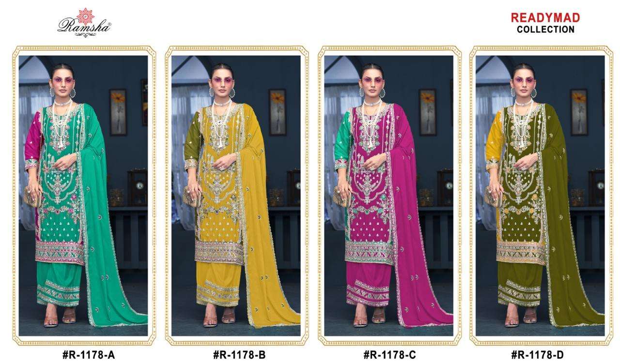 ramsha ramsha r 1178 nx chinnon elegant look kurti plazzo with dupatta catalog