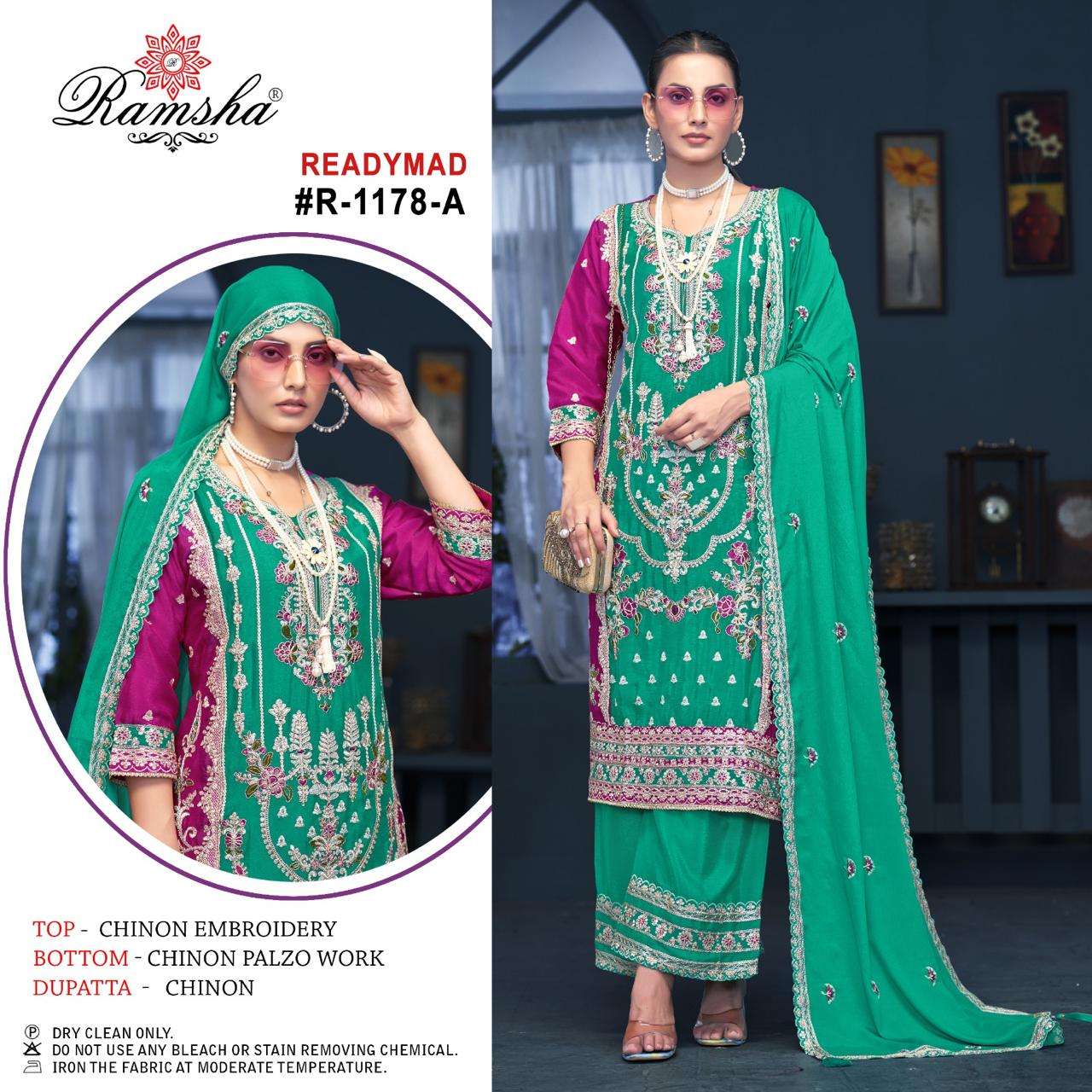 ramsha ramsha r 1178 nx chinnon elegant look kurti plazzo with dupatta catalog