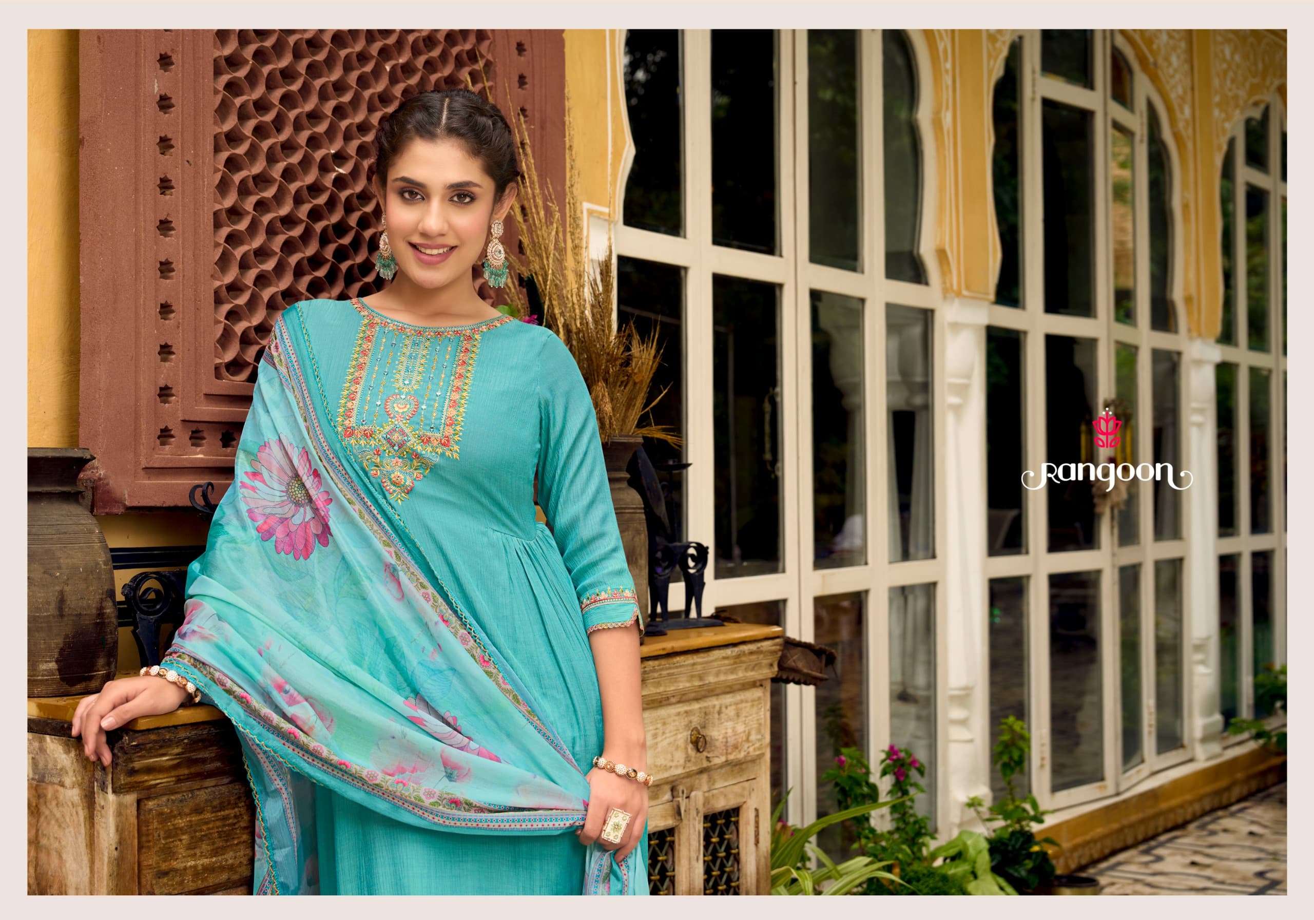 rangoon megh viscose elegant top bottom with dupatta catalog