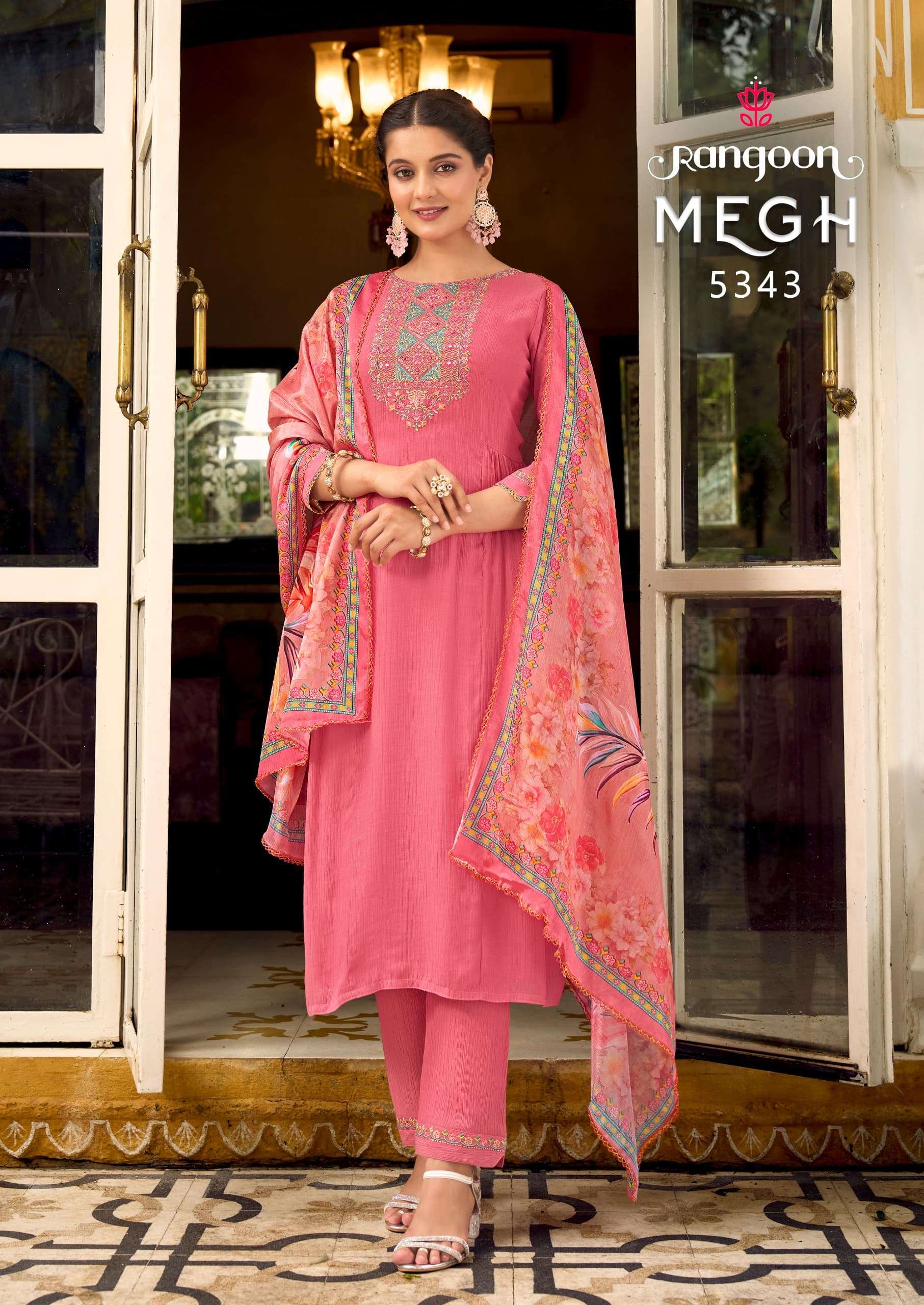 rangoon megh viscose elegant top bottom with dupatta catalog