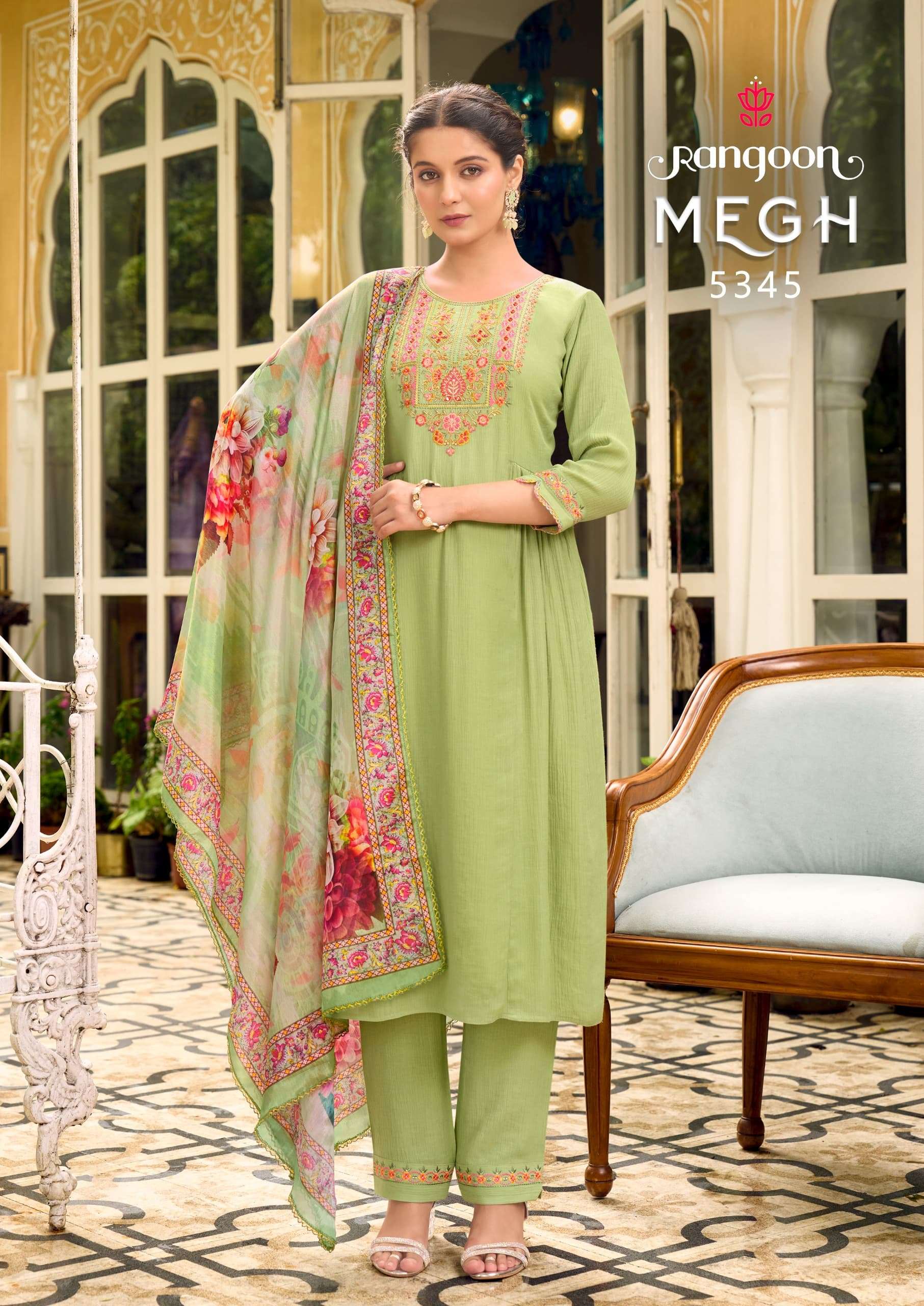 rangoon megh viscose elegant top bottom with dupatta catalog