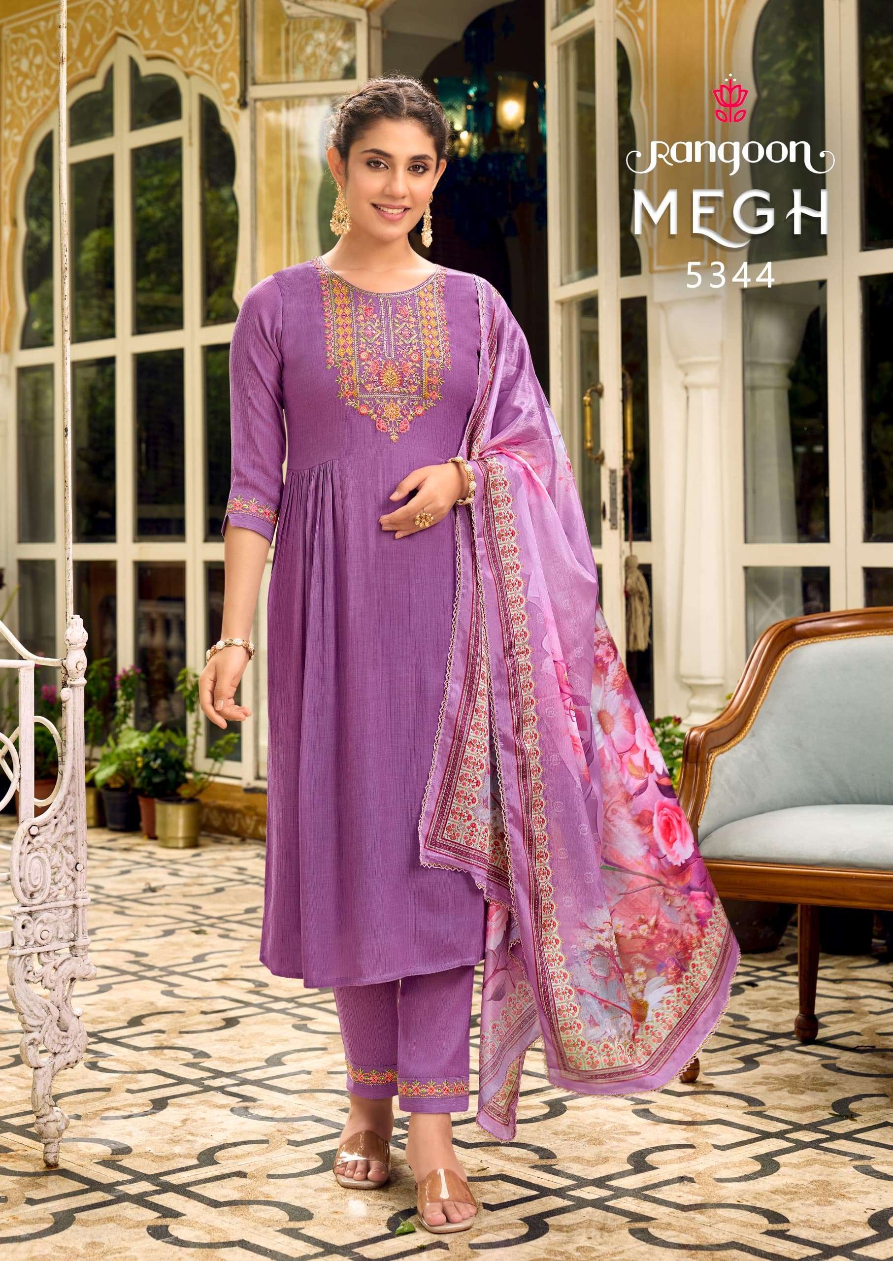 rangoon megh viscose elegant top bottom with dupatta catalog