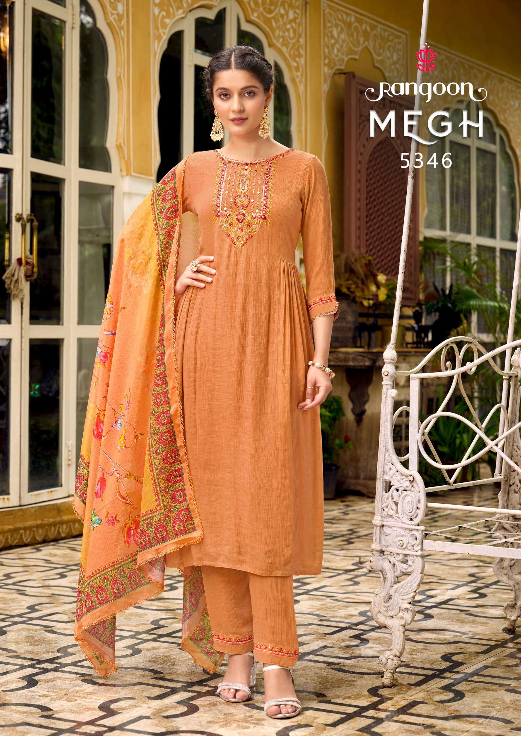 rangoon megh viscose elegant top bottom with dupatta catalog