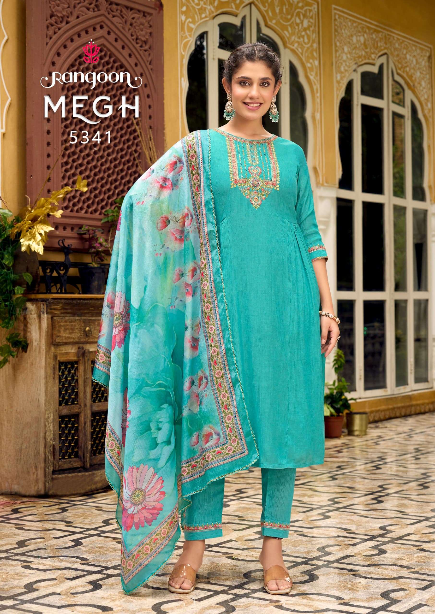 rangoon megh viscose elegant top bottom with dupatta catalog