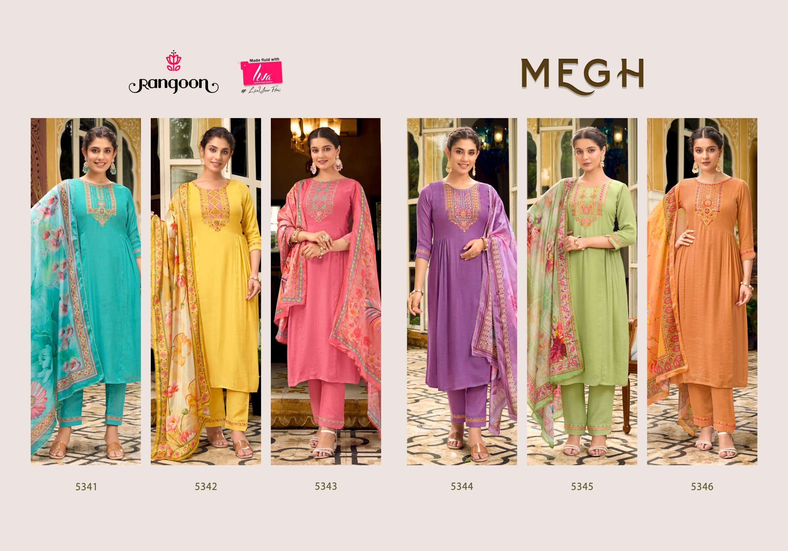 rangoon megh viscose elegant top bottom with dupatta catalog