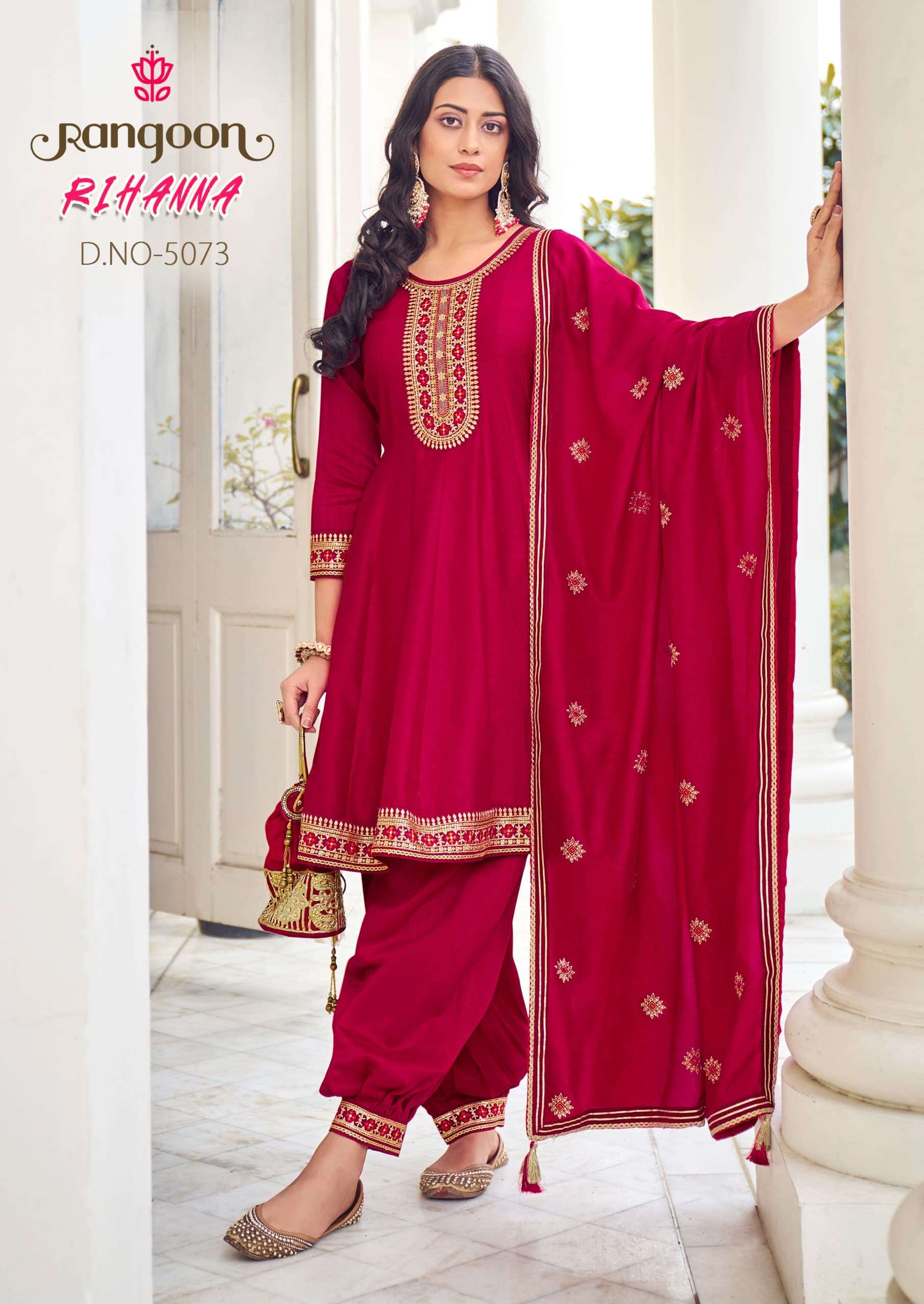 rangoon rihanna silk beutiful look top bottom with dupatta catalog