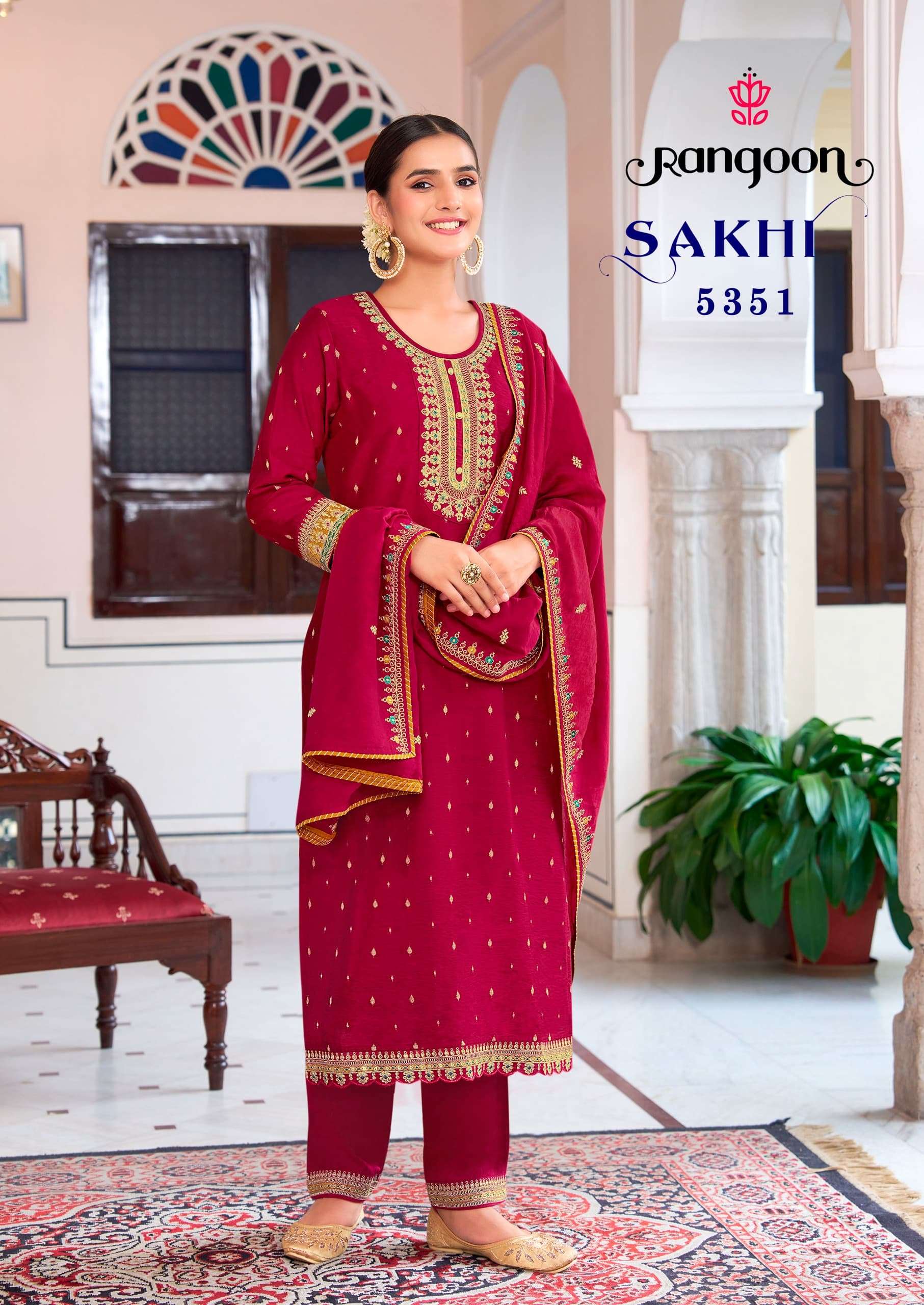 rangoon sakhi viscose attrective look top bottm with dupatta catalog