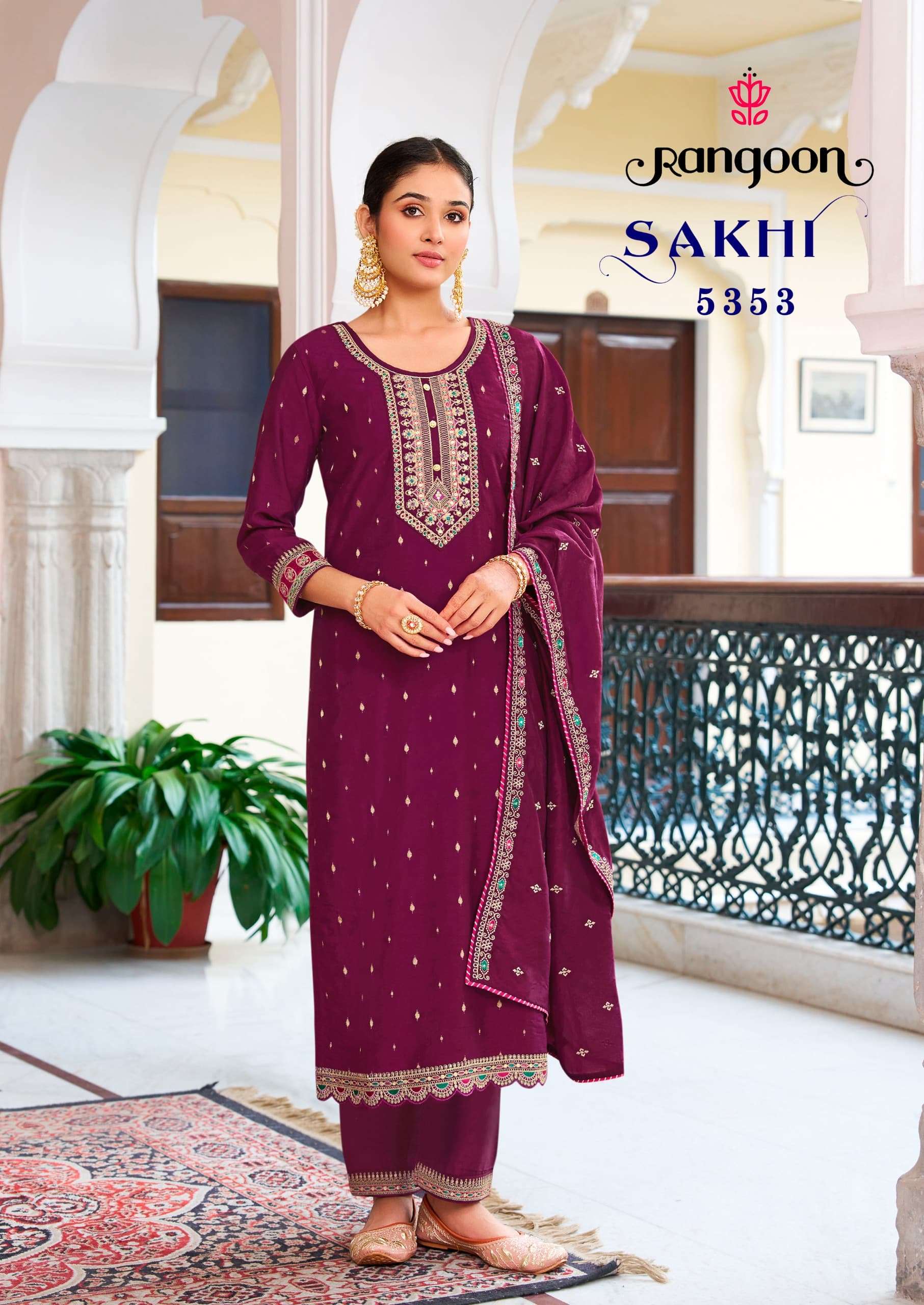 rangoon sakhi viscose attrective look top bottm with dupatta catalog