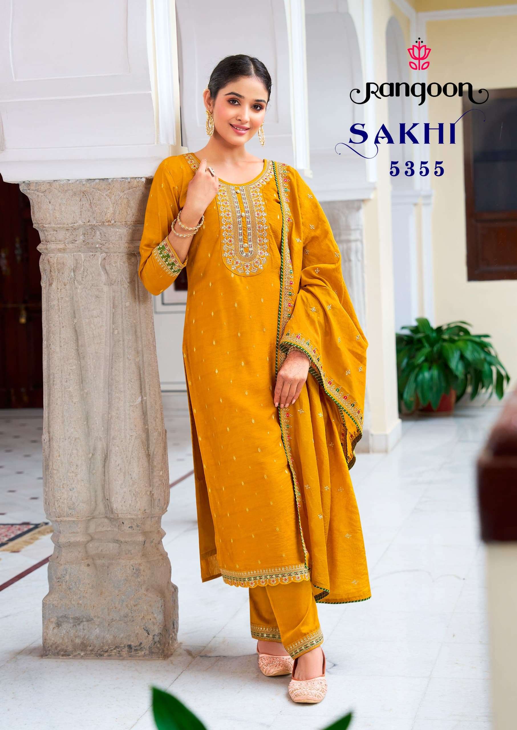 rangoon sakhi viscose attrective look top bottm with dupatta catalog