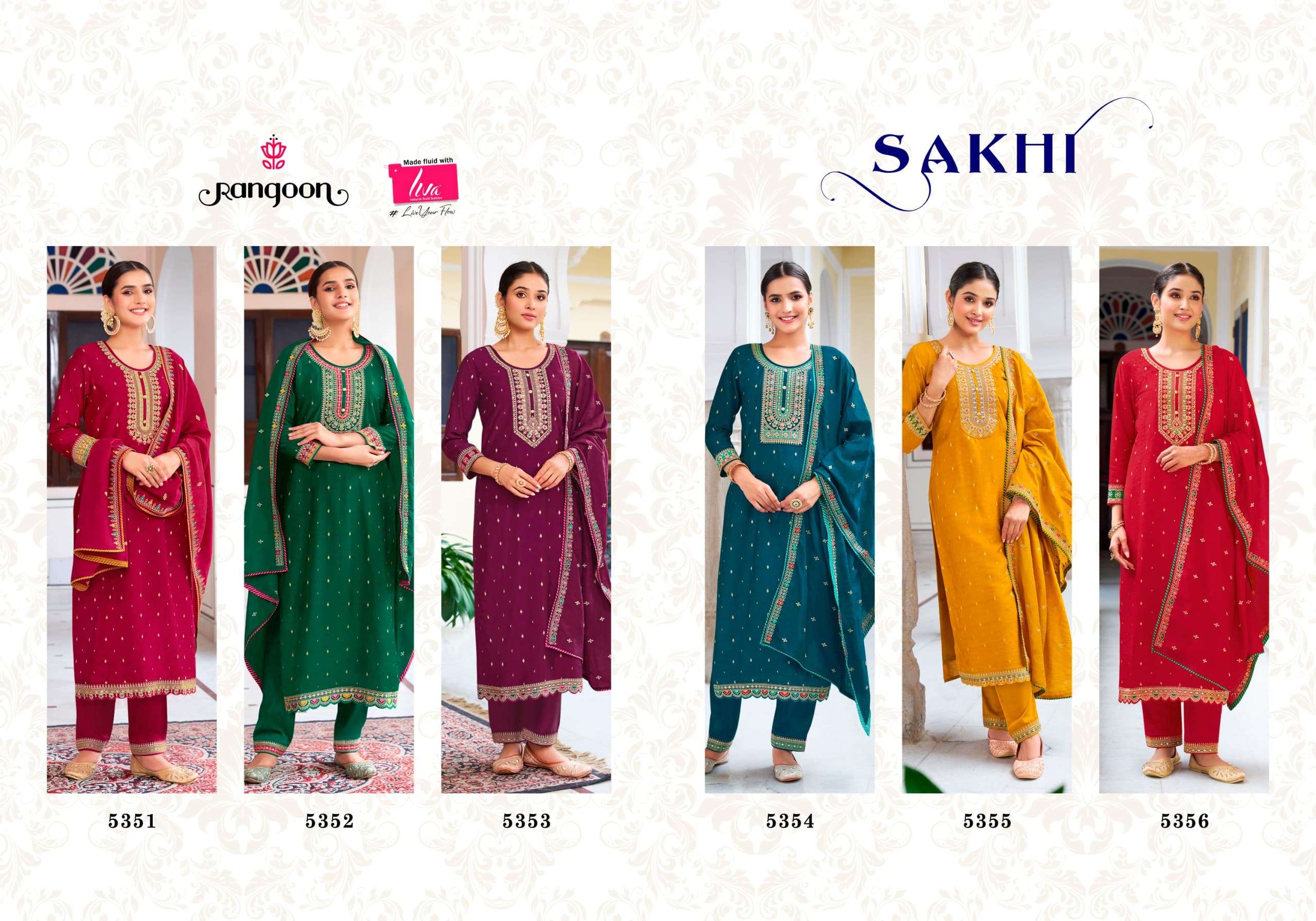 rangoon sakhi viscose attrective look top bottm with dupatta catalog