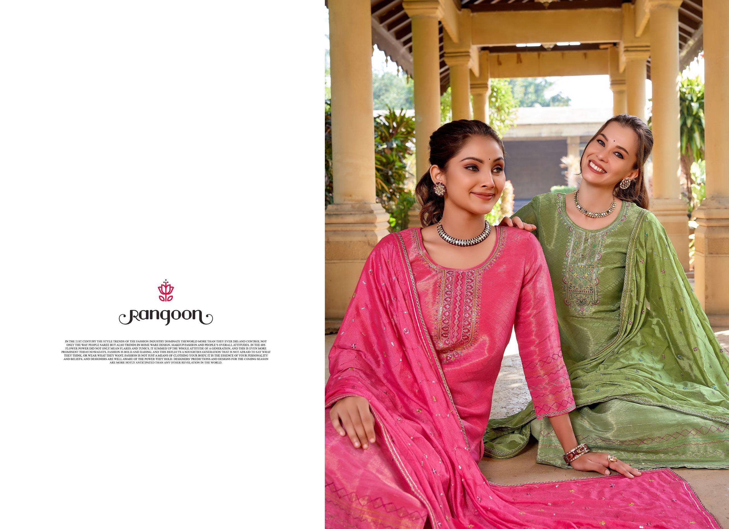 rangoon saroj viscose beutiful look top bottom with dupatta catalog