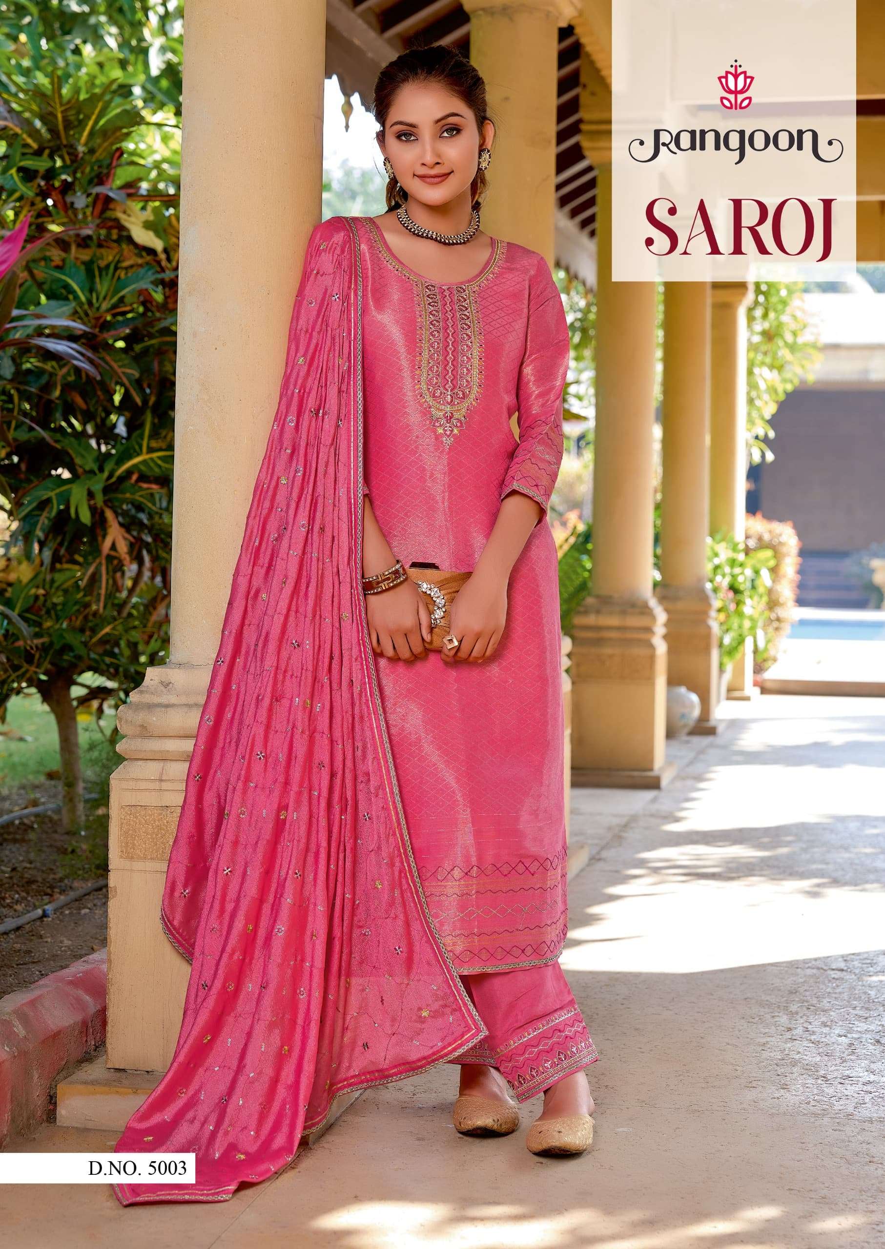 rangoon saroj viscose beutiful look top bottom with dupatta catalog