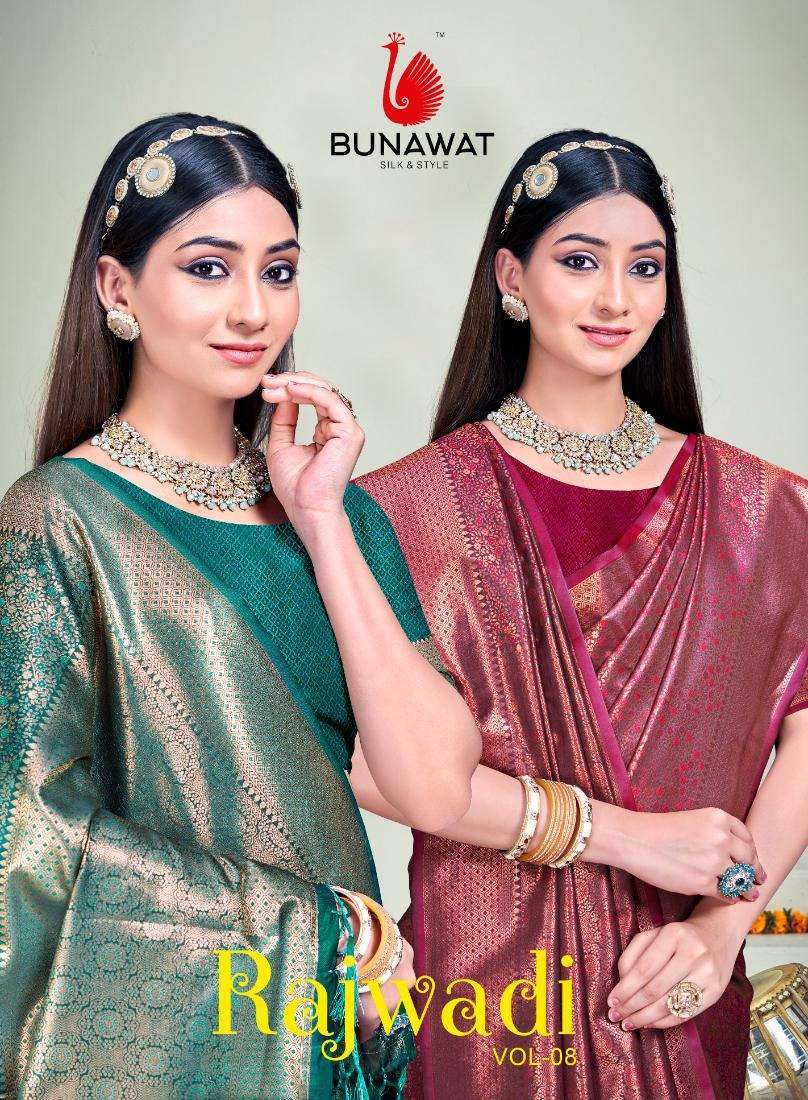 sangam print bunawat rajwadi vol 08 banarasi silk festive look saree catalog