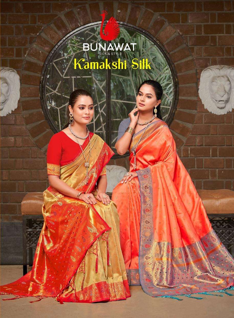 sangam prints bunawat kamakshi silk silk catchy look saree catalog