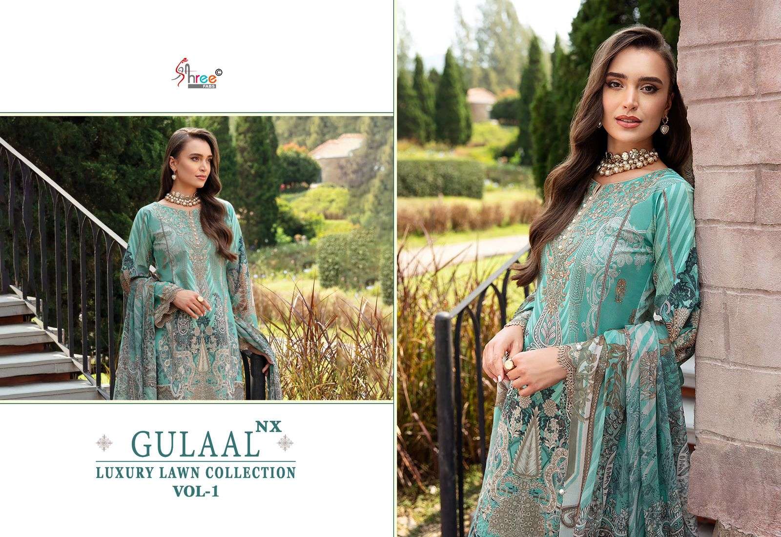 shree fabs gulaal luxury lawn collection vol 1 cotton elegant look salwar suit with cotton dupatta catalog