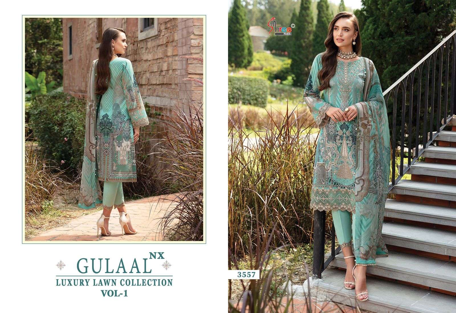 shree fabs gulaal luxury lawn collection vol 1 cotton elegant look salwar suit with cotton dupatta catalog