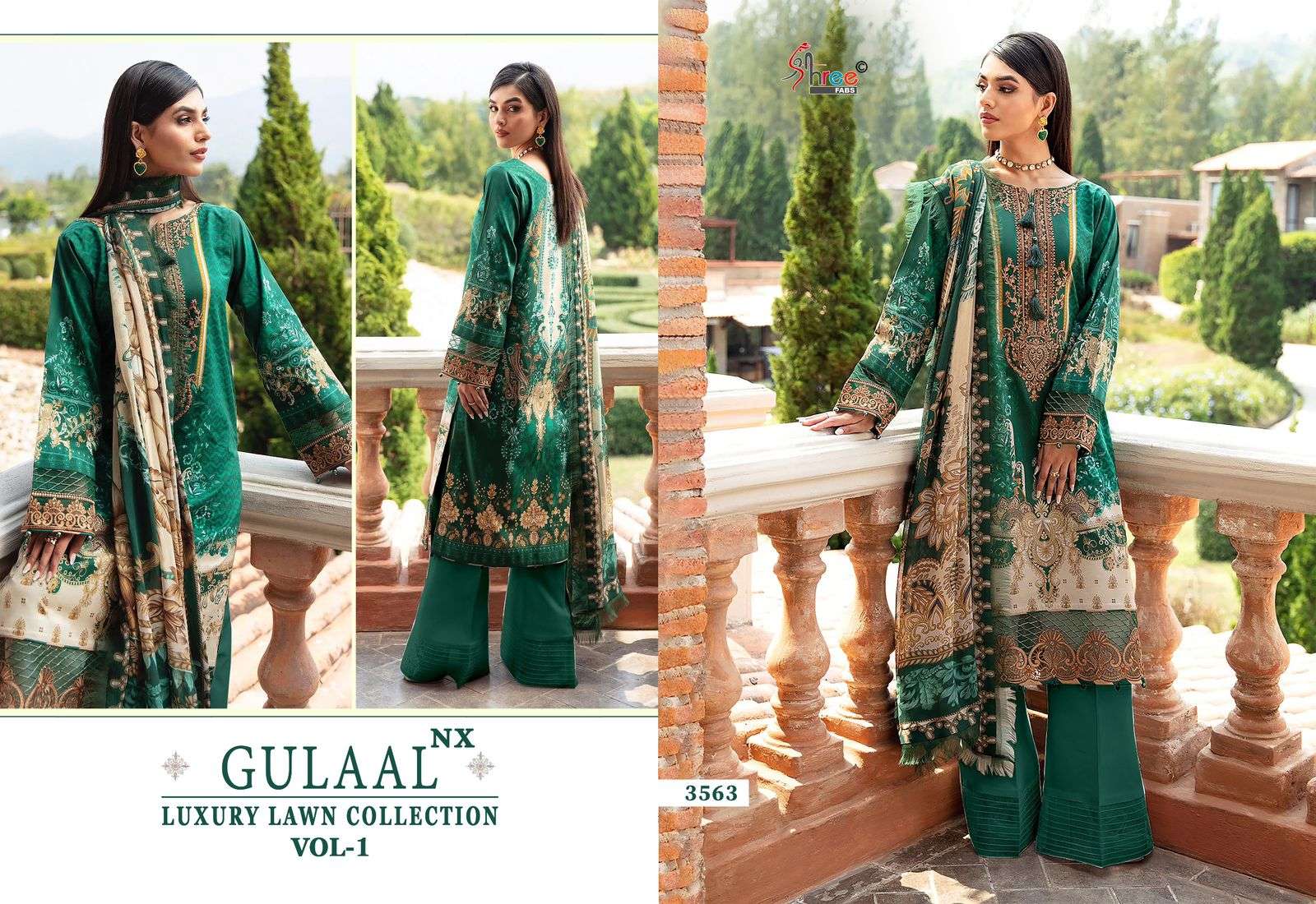 shree fabs gulaal luxury lawn collection vol 1 cotton elegant look salwar suit with cotton dupatta catalog