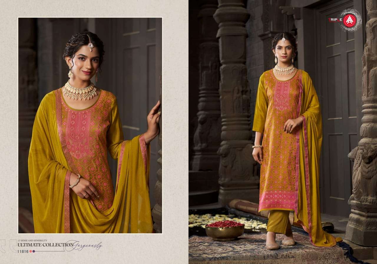 triple aaa jenika rayon attrective look salwar suit catalog