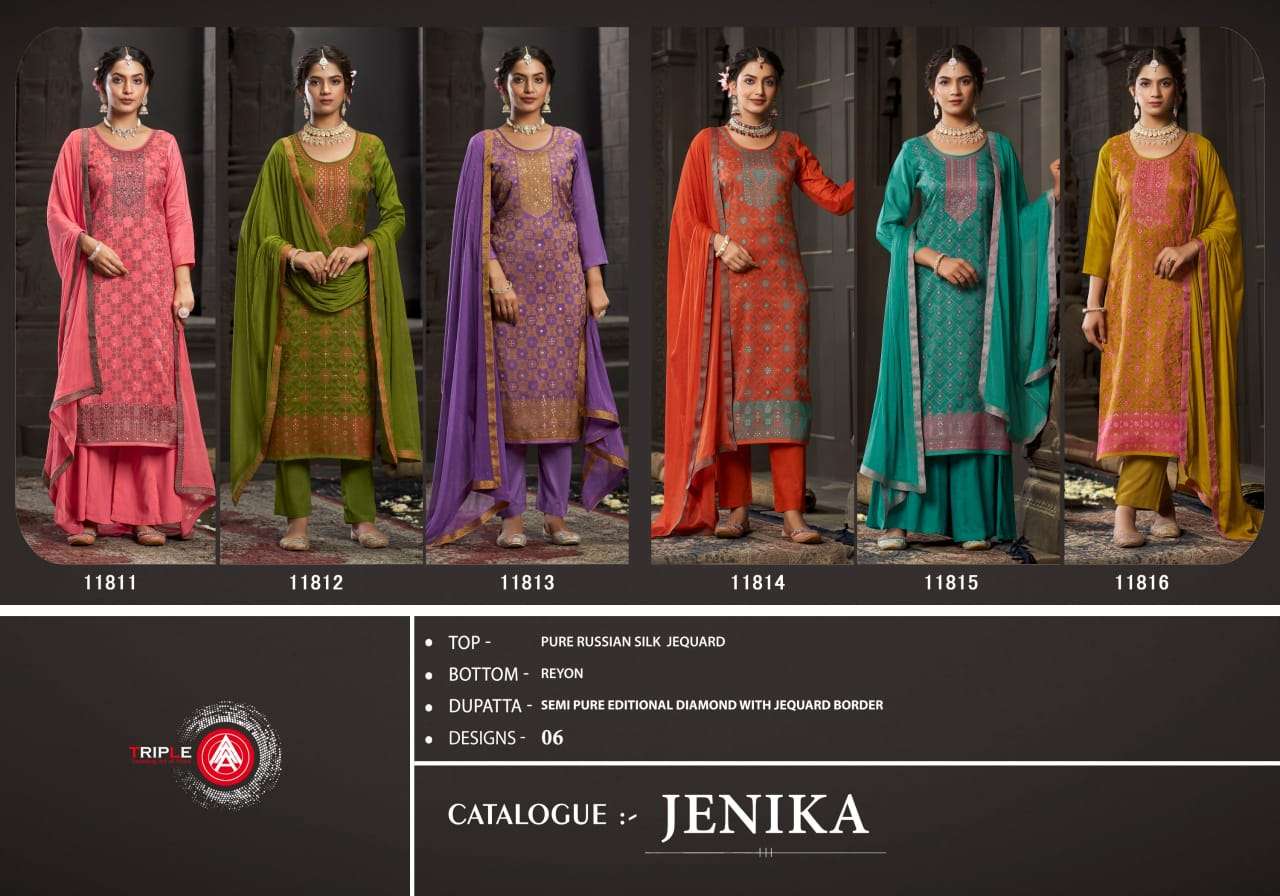 triple aaa jenika rayon attrective look salwar suit catalog