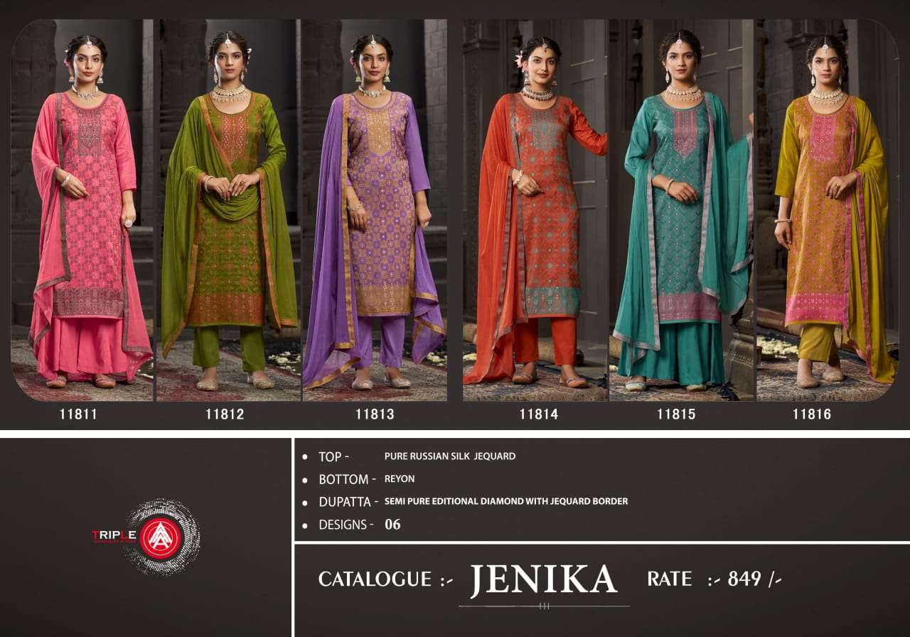 triple aaa jenika rayon attrective look salwar suit catalog