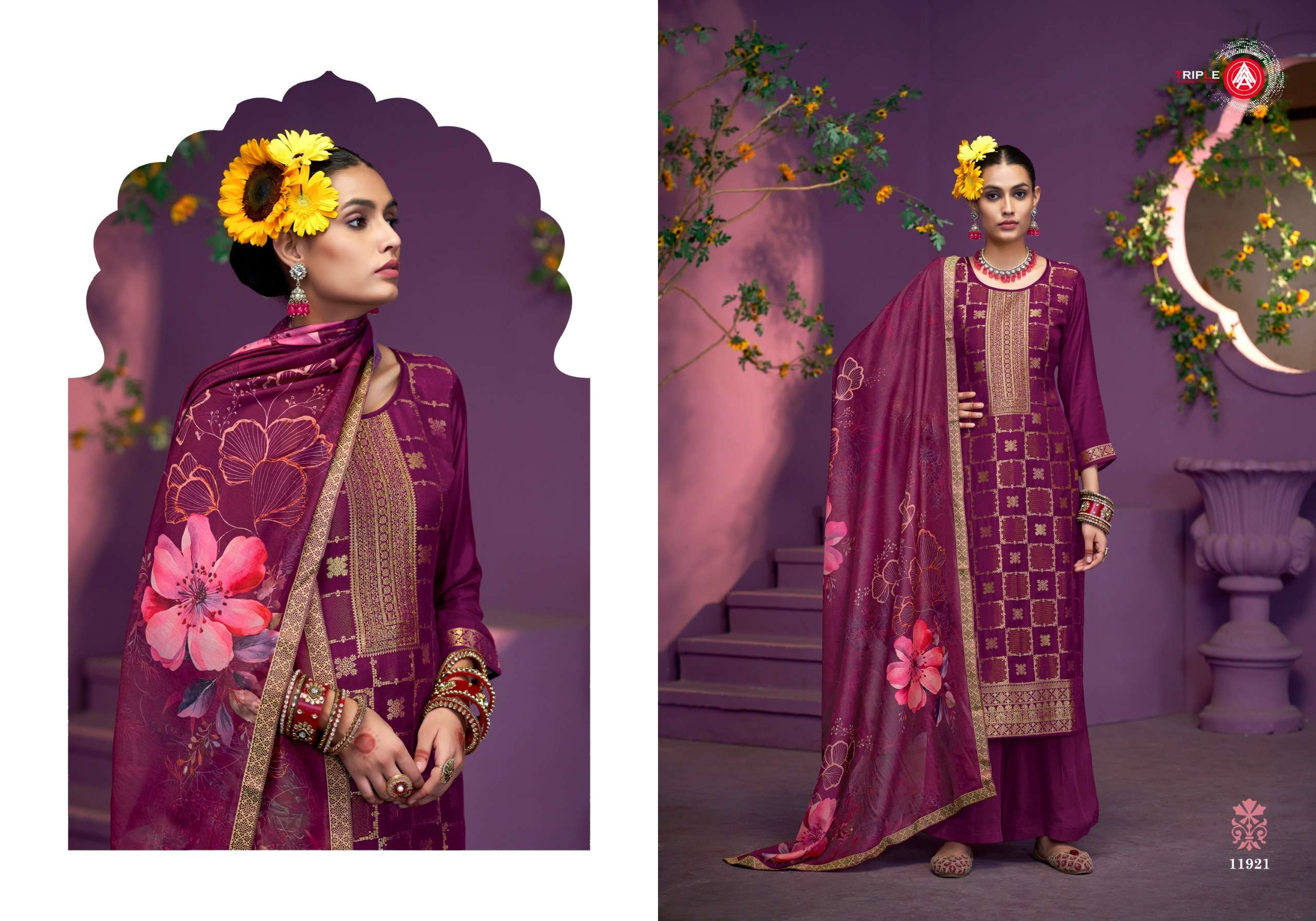 triple aaa kaaveri edition 2 Viscos Muslin Jequard attrective look salwar suit catalog