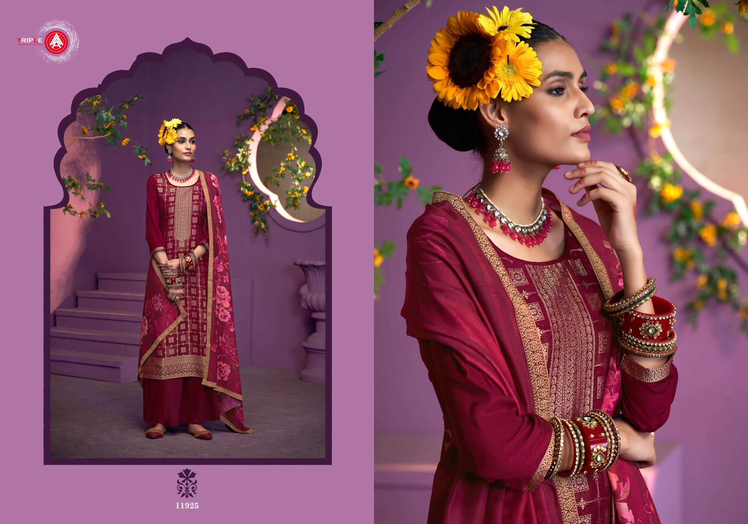 triple aaa kaaveri edition 2 Viscos Muslin Jequard attrective look salwar suit catalog