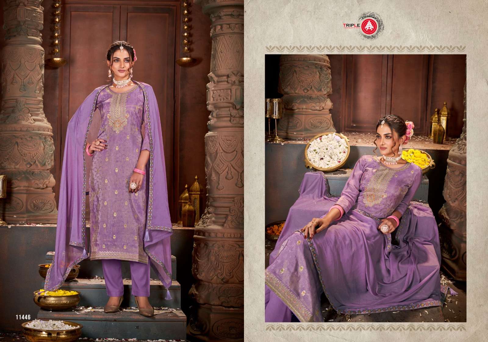 triple aaa kethi  Pure Simar Jequard Minakari With Work exclusive look salwar suit catalog