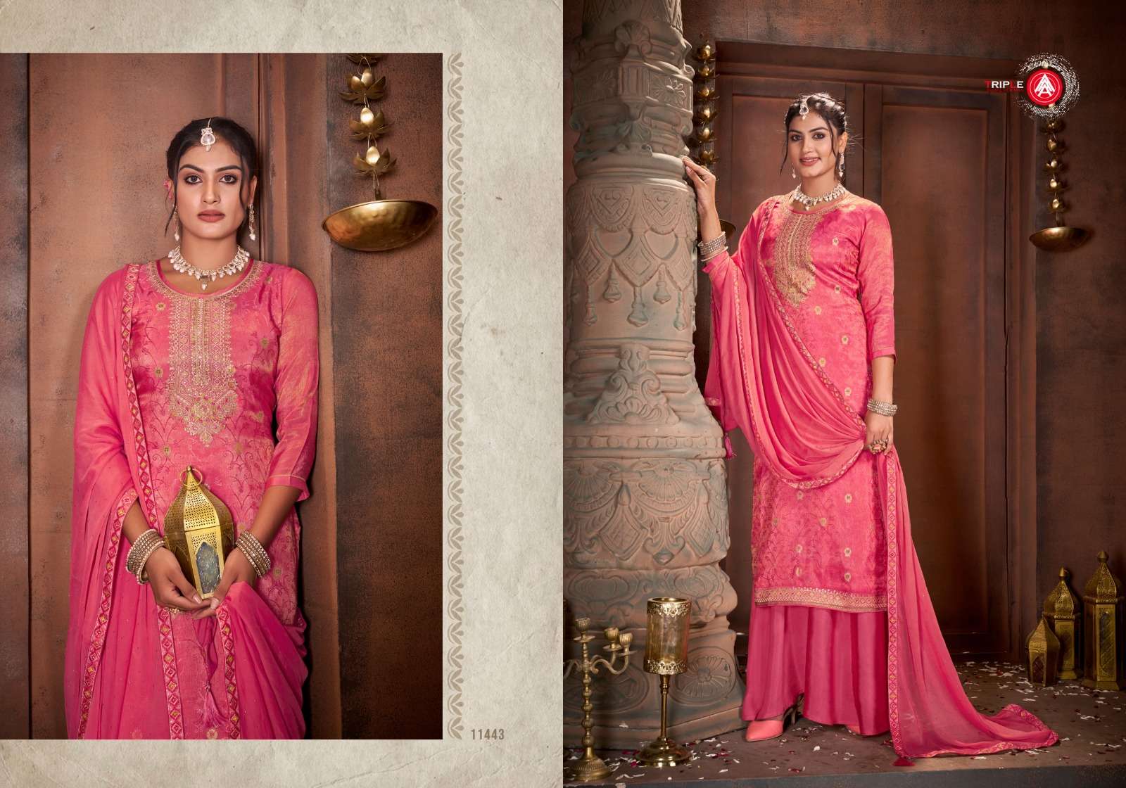 triple aaa kethi  Pure Simar Jequard Minakari With Work exclusive look salwar suit catalog