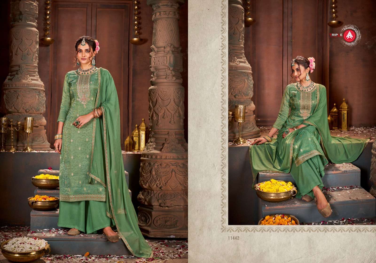 triple aaa kethi  Pure Simar Jequard Minakari With Work exclusive look salwar suit catalog