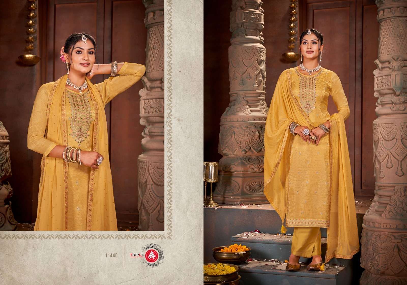 triple aaa kethi  Pure Simar Jequard Minakari With Work exclusive look salwar suit catalog